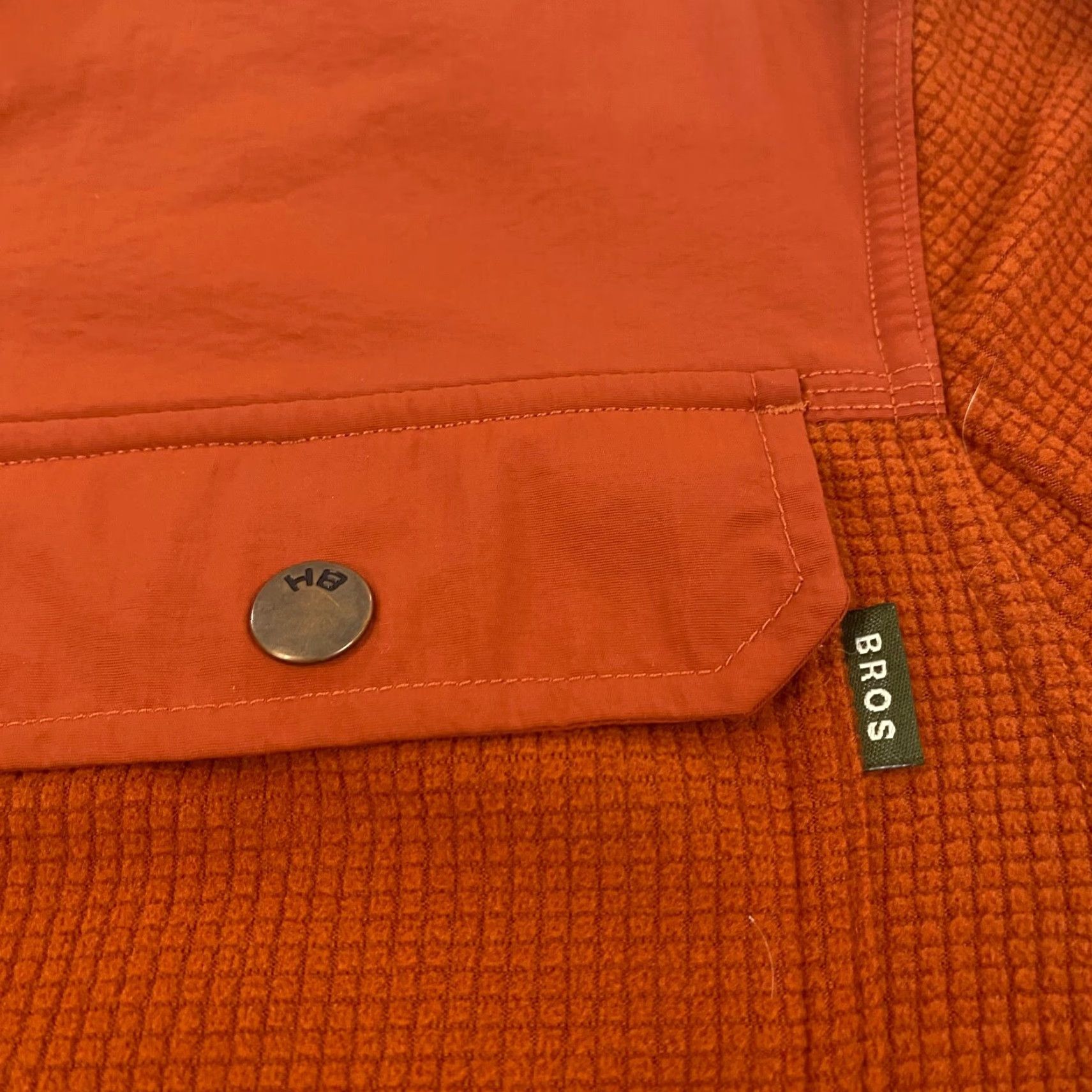 HOWLER BROTHERS Shirt Mens Small Orange Waffle Thermal Snap Up Western Sleeves