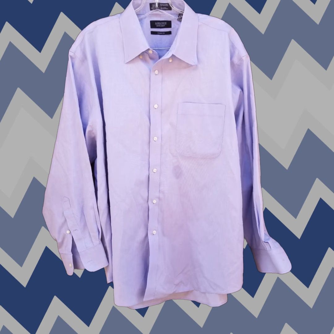 Nordstrom Nordstrom Smart Care Classic Fit Men's Long Sleeve Shirt Blue 17 1/2 / 33 Plaid 100% Cotton Button Down Wrinkle Free Adjustable Smartcare Mens Shirt Size US XXL / EU 58 / 5 - 1 Thumbnail