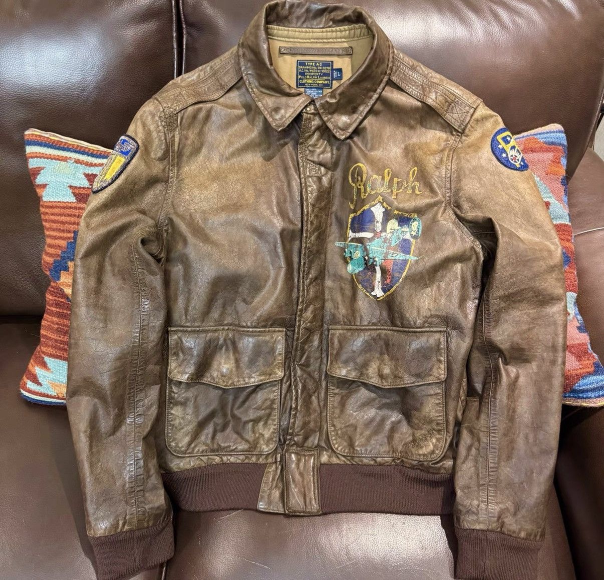 Polo Ralph Lauren Ralph Lauren RL Polo Back Print A2 Flight Leather Jacket K22 Size US L / EU 52-54 / 3 - 2 Thumbnail