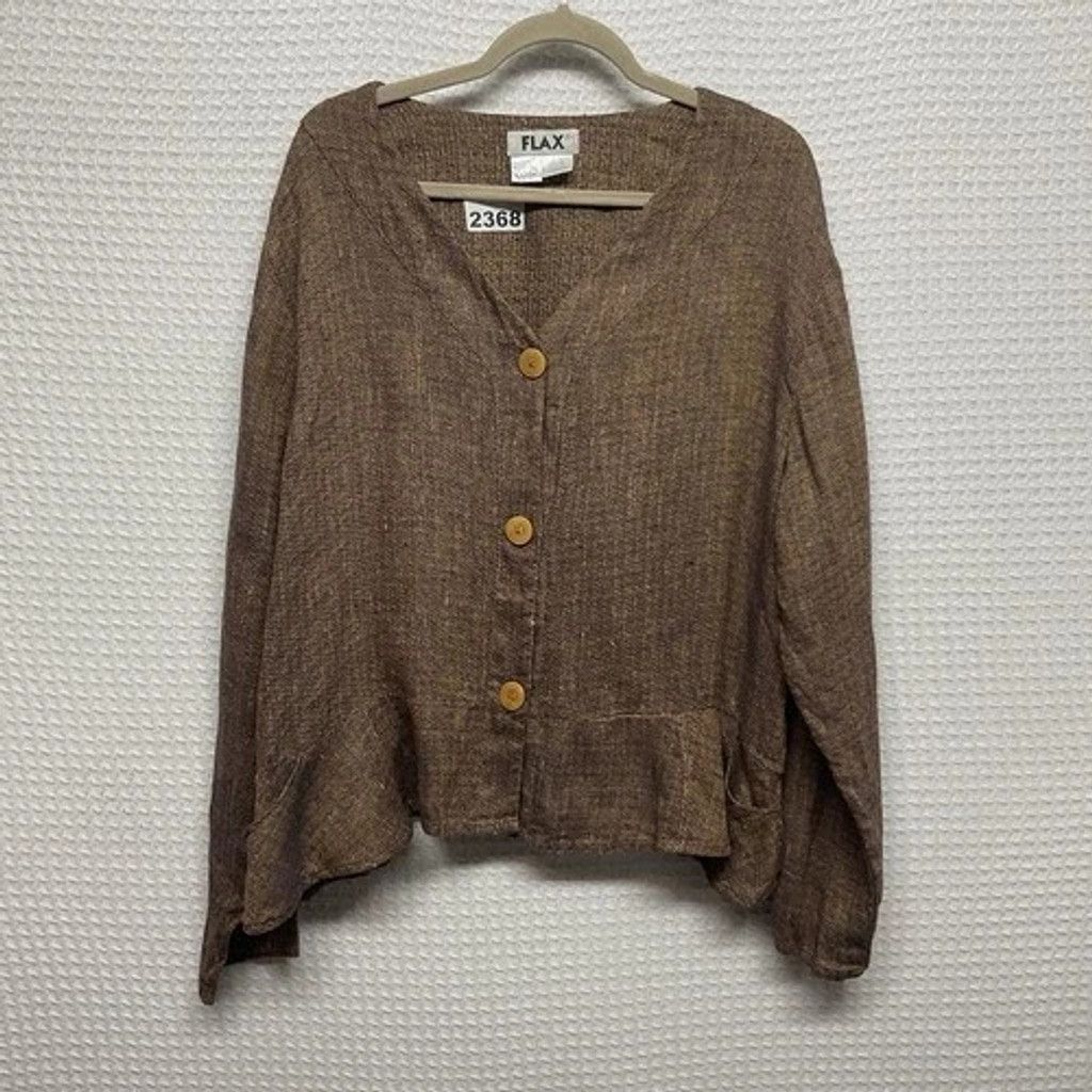 FLAX Flax Linen Peplum Button Front Blouse Jacket Shirt Women XL Size XL / US 12-14 / IT 48-50 - 8 Thumbnail