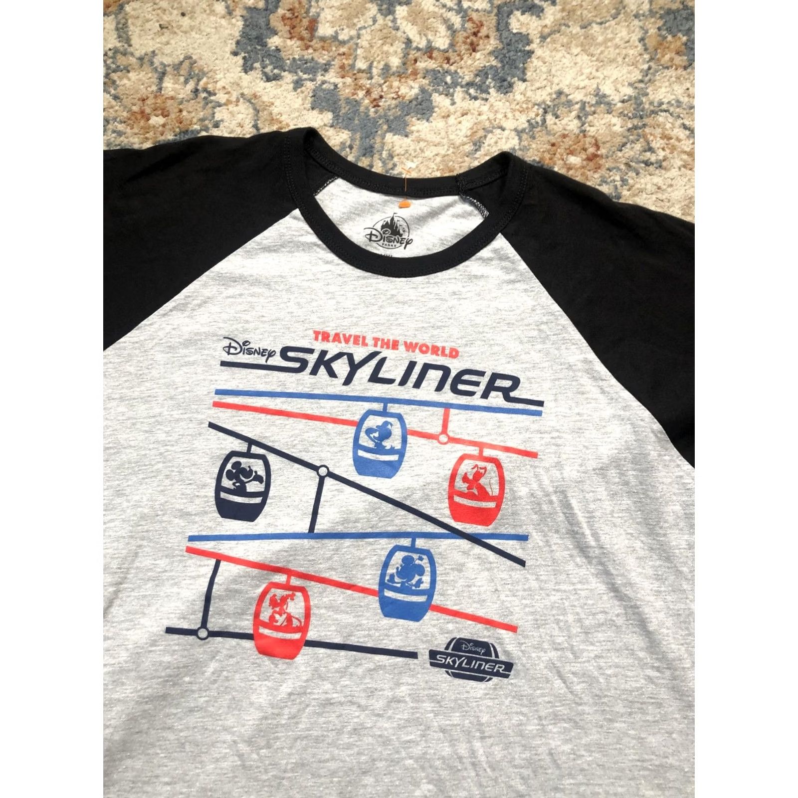 Disney Disney Skyliner Shirt Mens 2XL Gray Black Raglan Travel World Mickey Graphic T-Shirt Short Sleeve Crew Neck Size US XXL / EU 58 / 5 - 6 Thumbnail