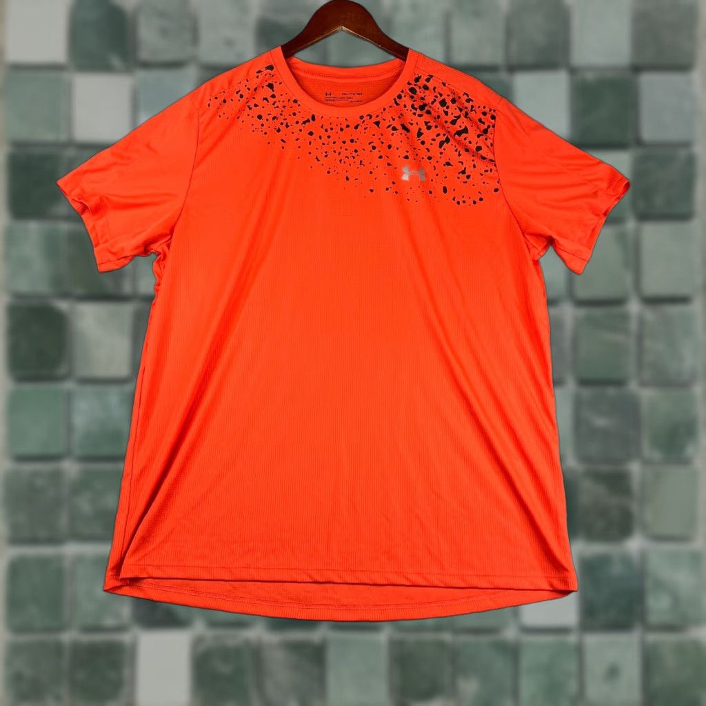 Under Armour VINTAGE not applicable; Under Armour HeatGear Gym Shirt 2XL Orange Black print Stretch Lightweight mens Size US XXL / EU 58 / 5 - 1 Thumbnail
