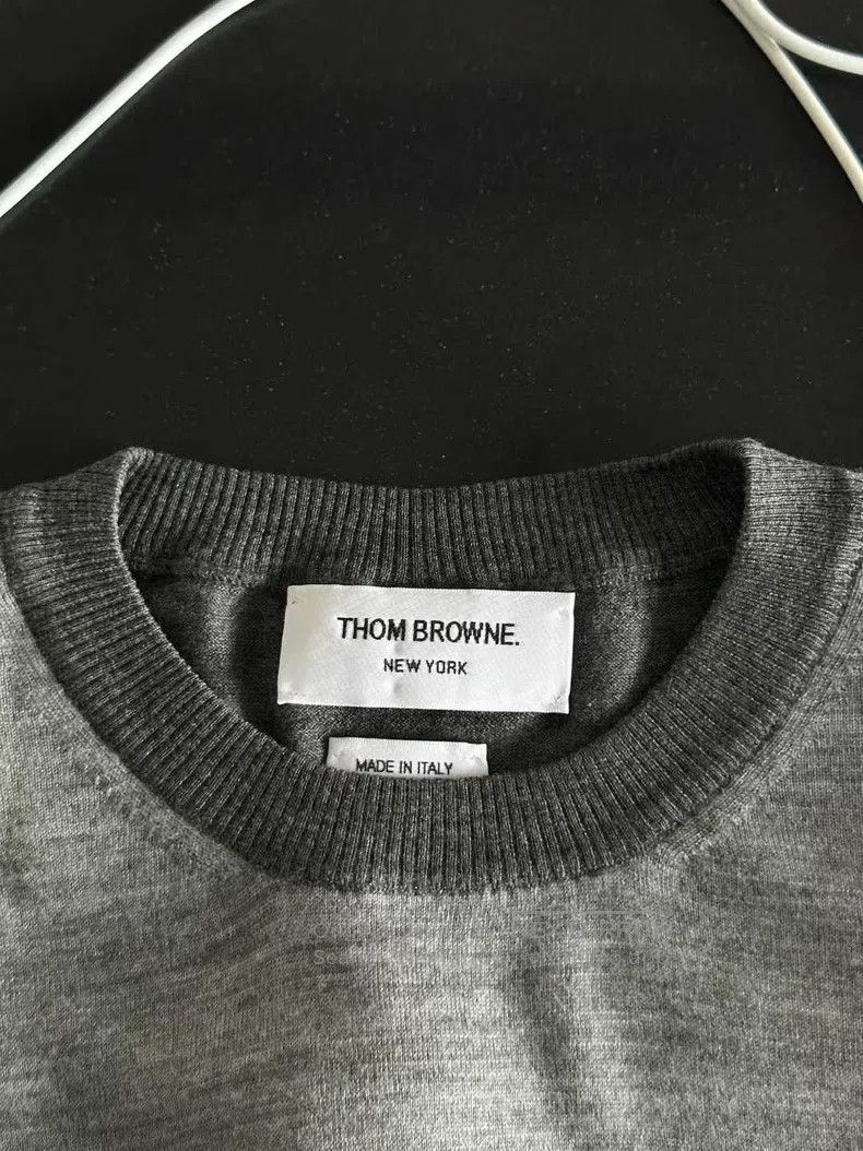 Thom Browne Thom Browne Gray and White Colorblock Wool Sweater Size US L / EU 52-54 / 3 - 3 Thumbnail