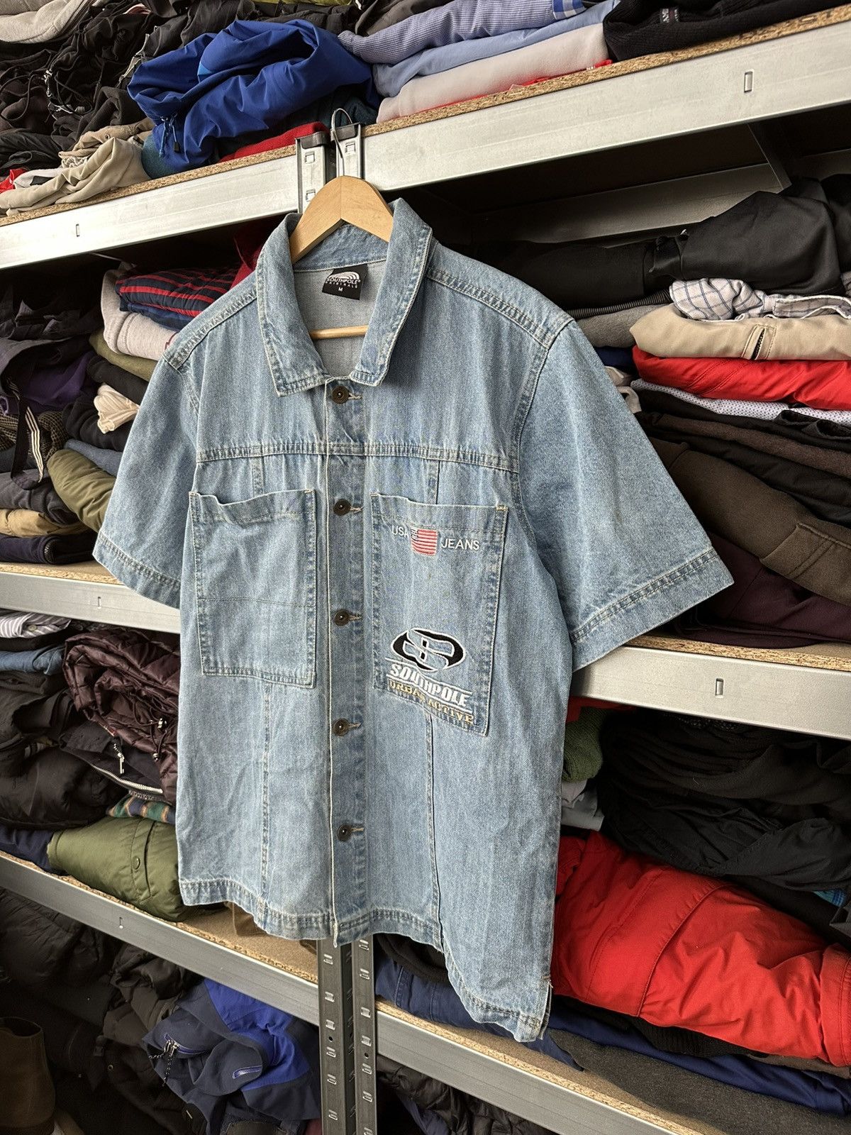 Southpole Vintage Y2K Southpole USA Jeans Blue Denim Button Up Shirt Size US M / EU 48-50 / 2 - 6 Thumbnail