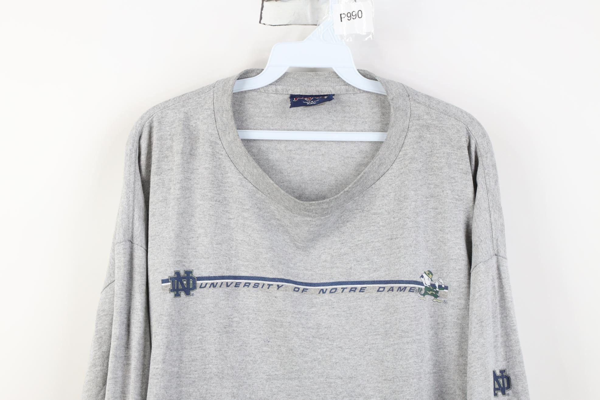 Vintage Vintage 90s University Long Sleeve T-Shirt Heather Gray USA Size US XXL / EU 58 / 5 - 2 Thumbnail