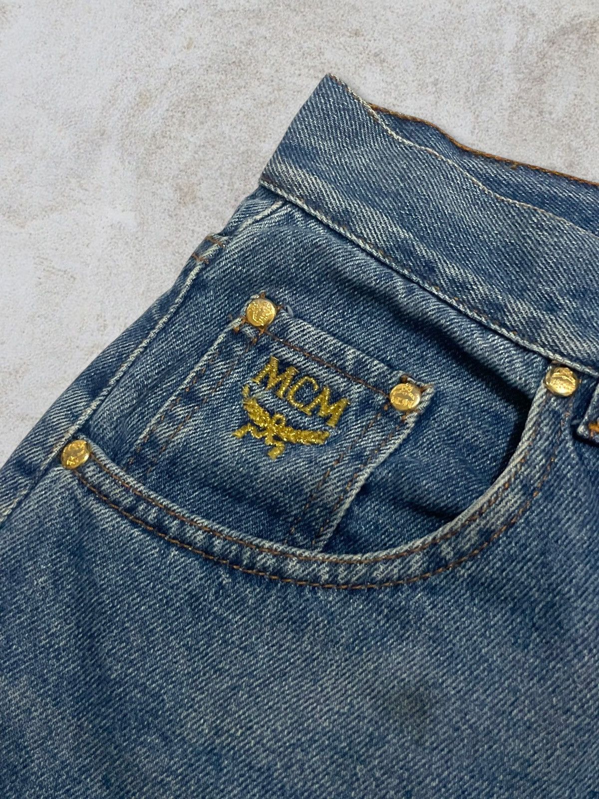 MCM MCM Embroidery Logo High Waist Gold Plate Button Blue Jeans Size 28" / US 6 / IT 42 - 14 Thumbnail