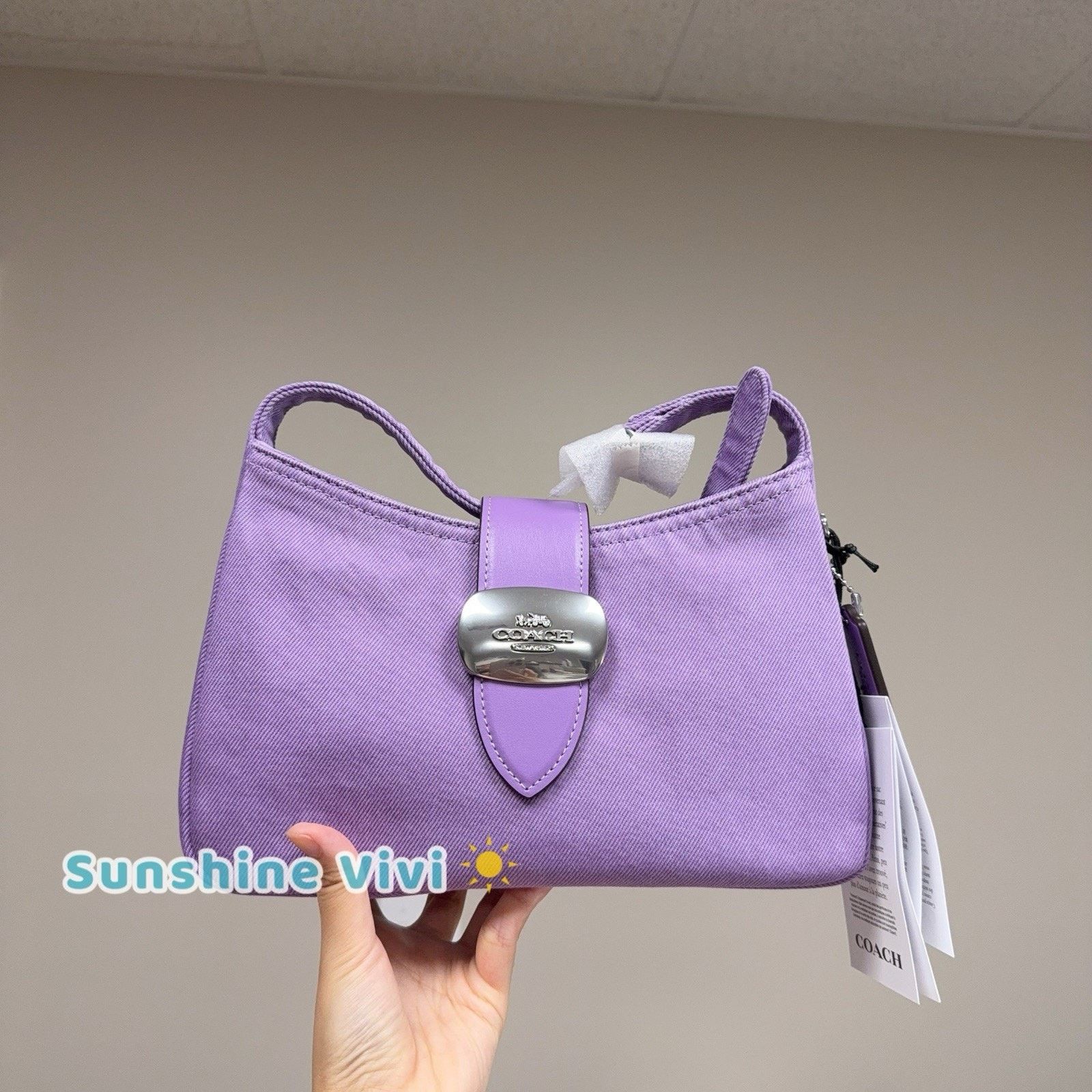 Coach NWT Coach Eliza Shoulder Bag Denim CBR14 Silver/Iris Size ONE SIZE - 1 Thumbnail