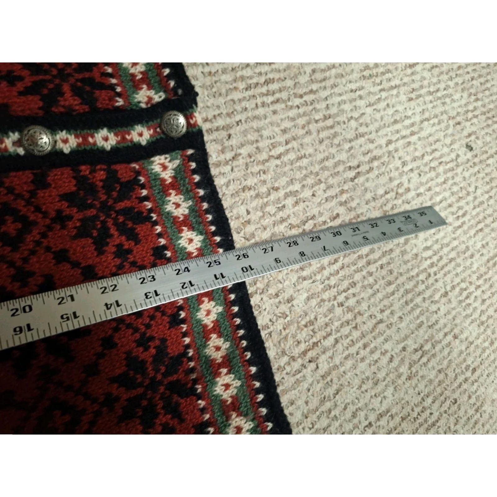 Vintage L.L.Bean Sweater Women's M 100% Merino Lamb's Wool Crew Neck Long Sleeve Red/Black Size M / US 6-8 / IT 42-44 - 4 Thumbnail