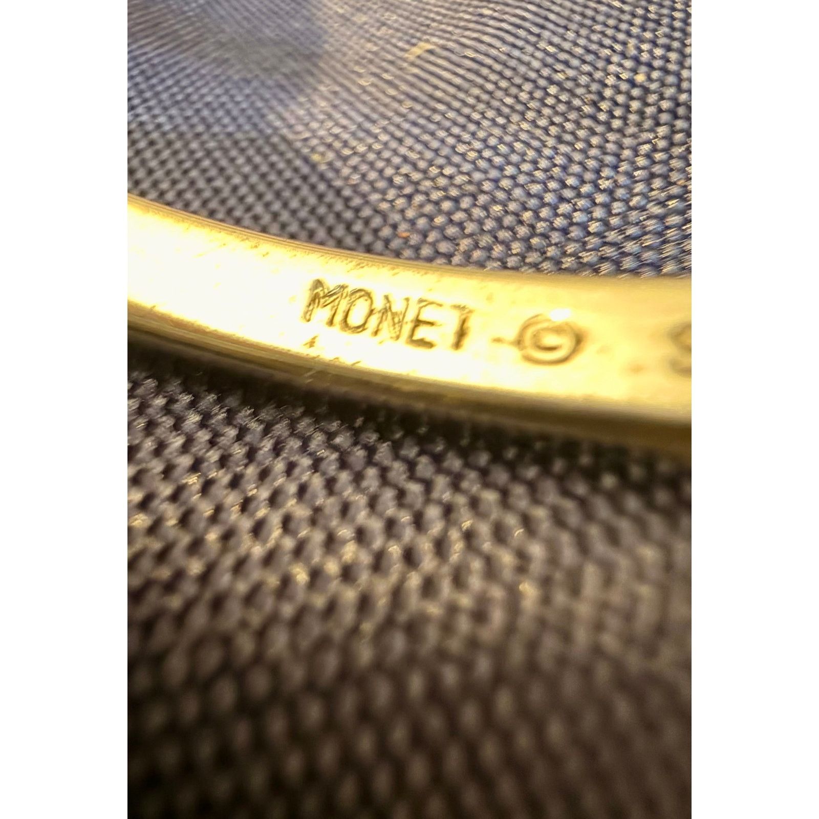 Other Vintage Signed Monet Silver Tone Etched Bangle Bracelet 7.5“ Size ONE SIZE - 3 Thumbnail