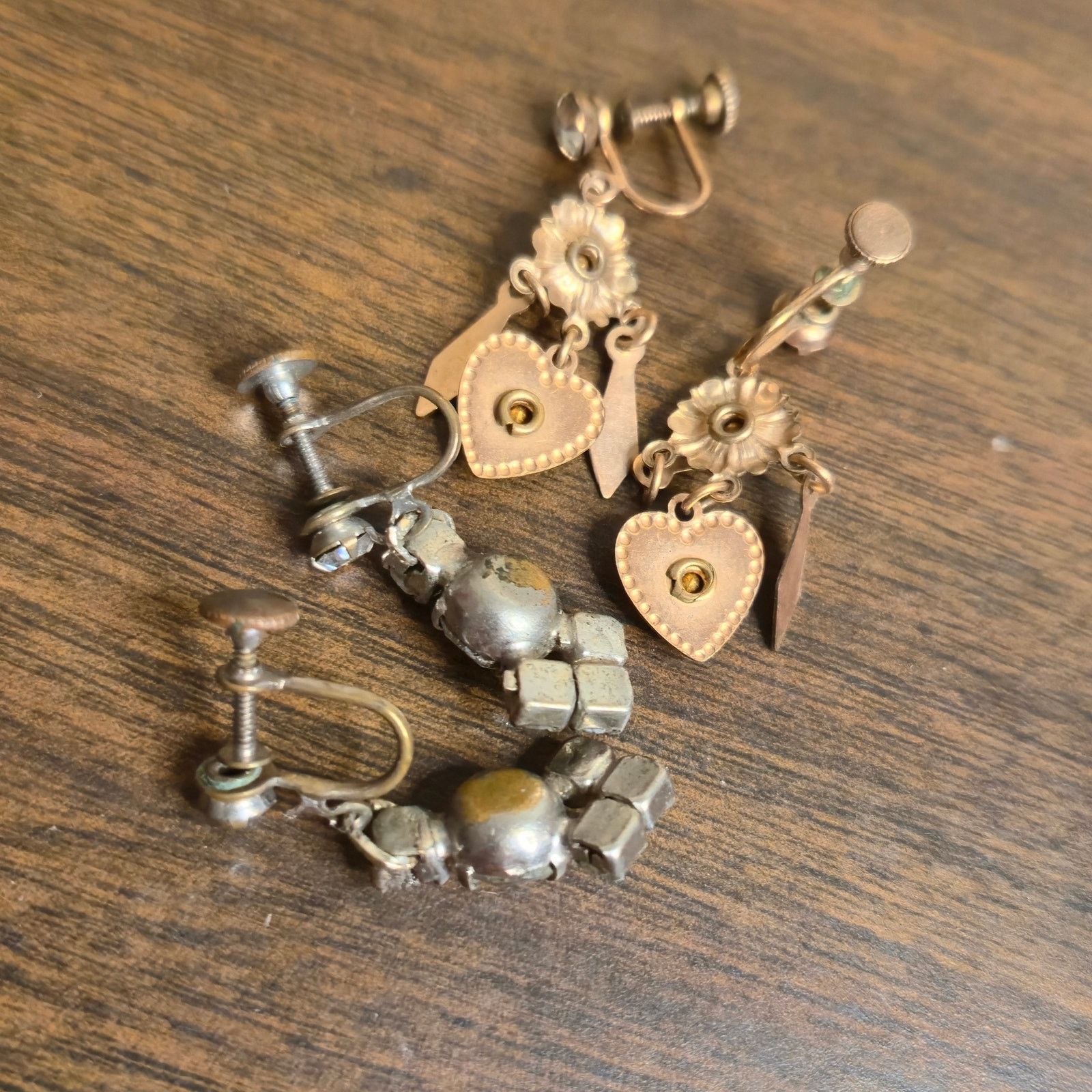 Vintage Vintage Rhinestone Dangle Earrings Screwback Estate Jewelry Size ONE SIZE - 5 Thumbnail