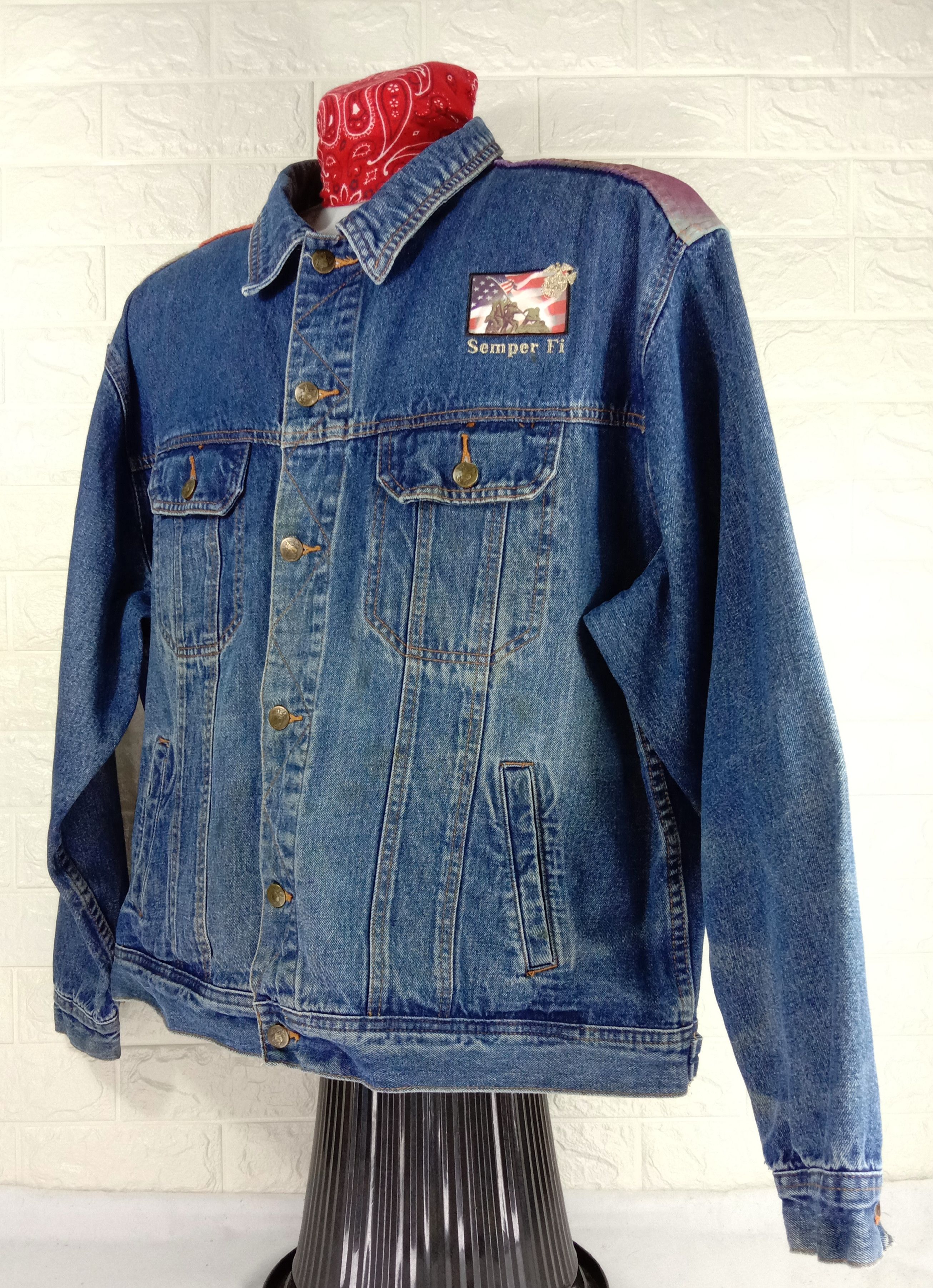 Vintage Vintage American Marine Corps Denim Jacket Size US XL / EU 56 / 4 - 4 Thumbnail