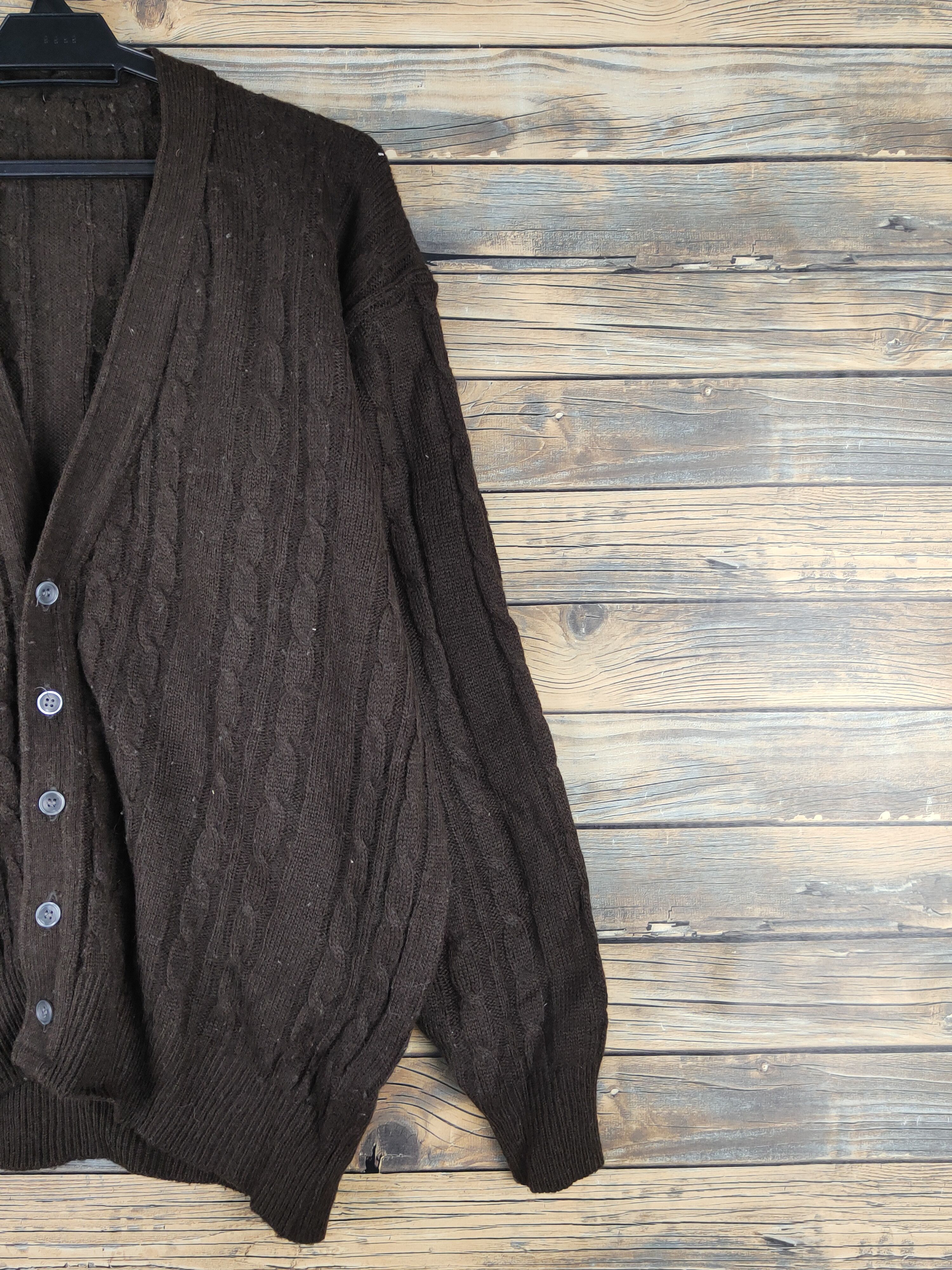 Vintage Japanese Brand Dark Brown knitwear Cardigan #W1352 Size US L / EU 52-54 / 3 - 5 Thumbnail