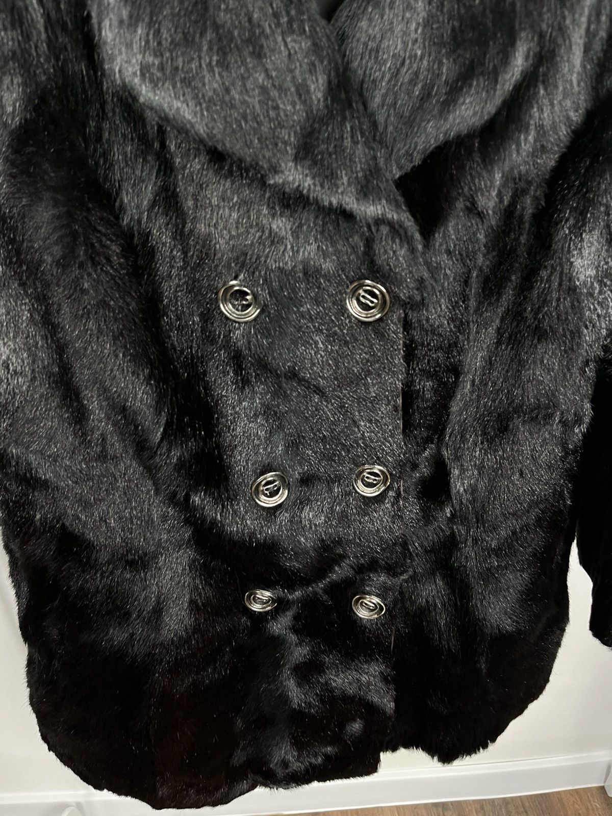 Other Vintage Black Real Fur Coat Multi Button Jacket Winter Size S / US 4 / IT 40 - 7 Thumbnail