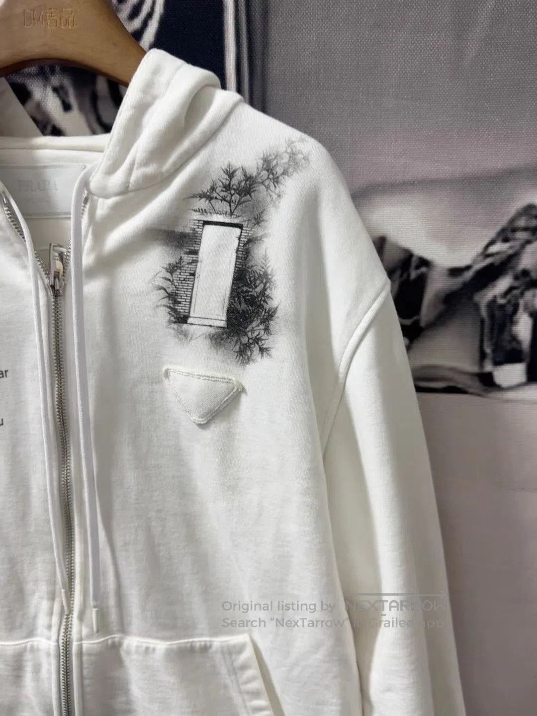 Prada White Zip-Up Hoodie with Graphic Prints. Size US XS / EU 42 / 0 - 6 Thumbnail