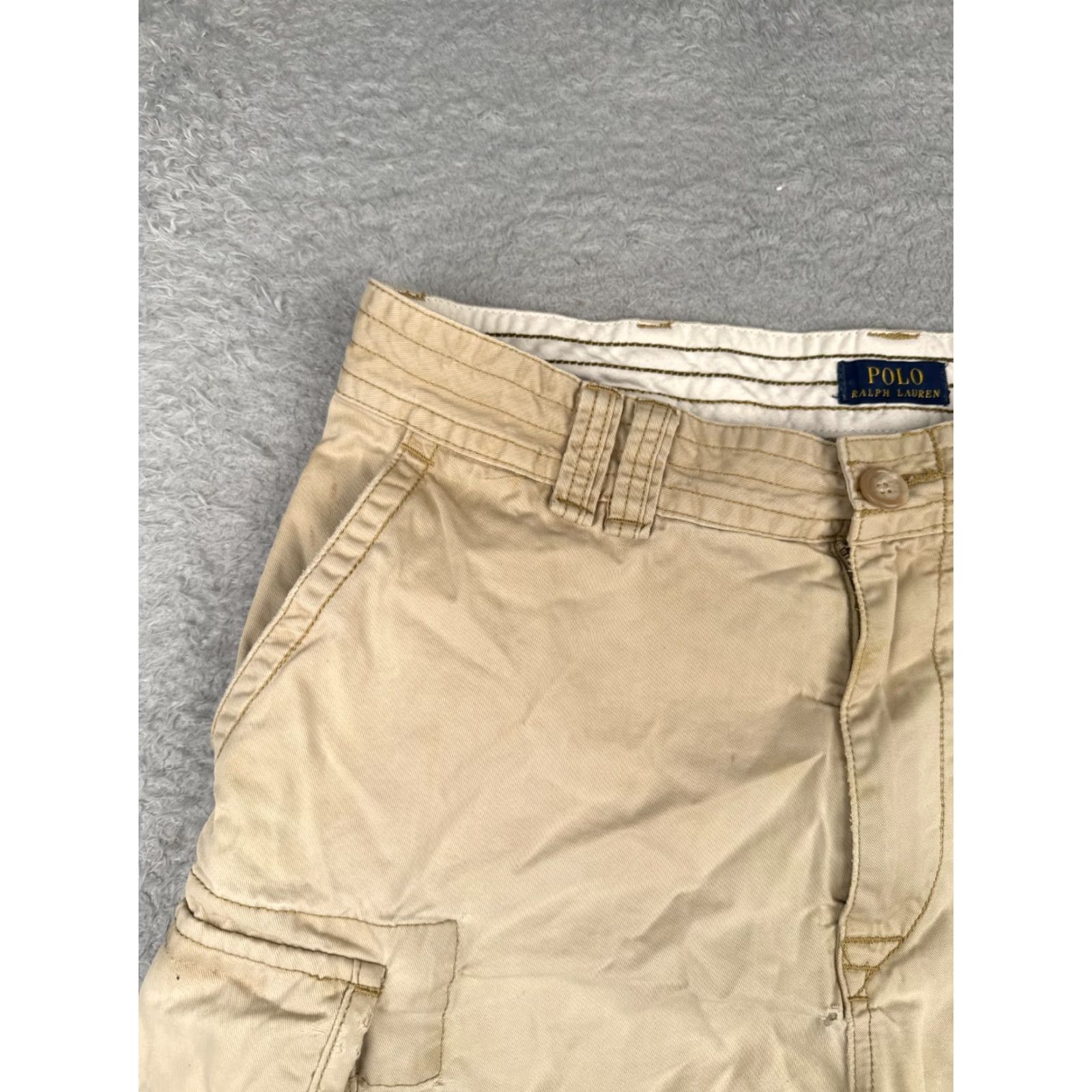 Polo Ralph Lauren VINTAGE Polo Ralph Lauren Cargo Shorts Men 36 Beige Twill 100% Cotton Casual Workwear Pockets 10in Inseam Regular Rise 36x10 Men's Shorts Size US M / EU 48-50 / 2 - 4 Thumbnail