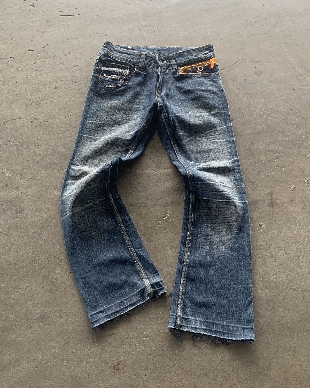 If Six Was Nine × Le Grande Bleu (L.G.B.) × semanticdesign Semantic Design Bondage Flared Jeans Size US 28 / EU 44 - 1 Thumbnail