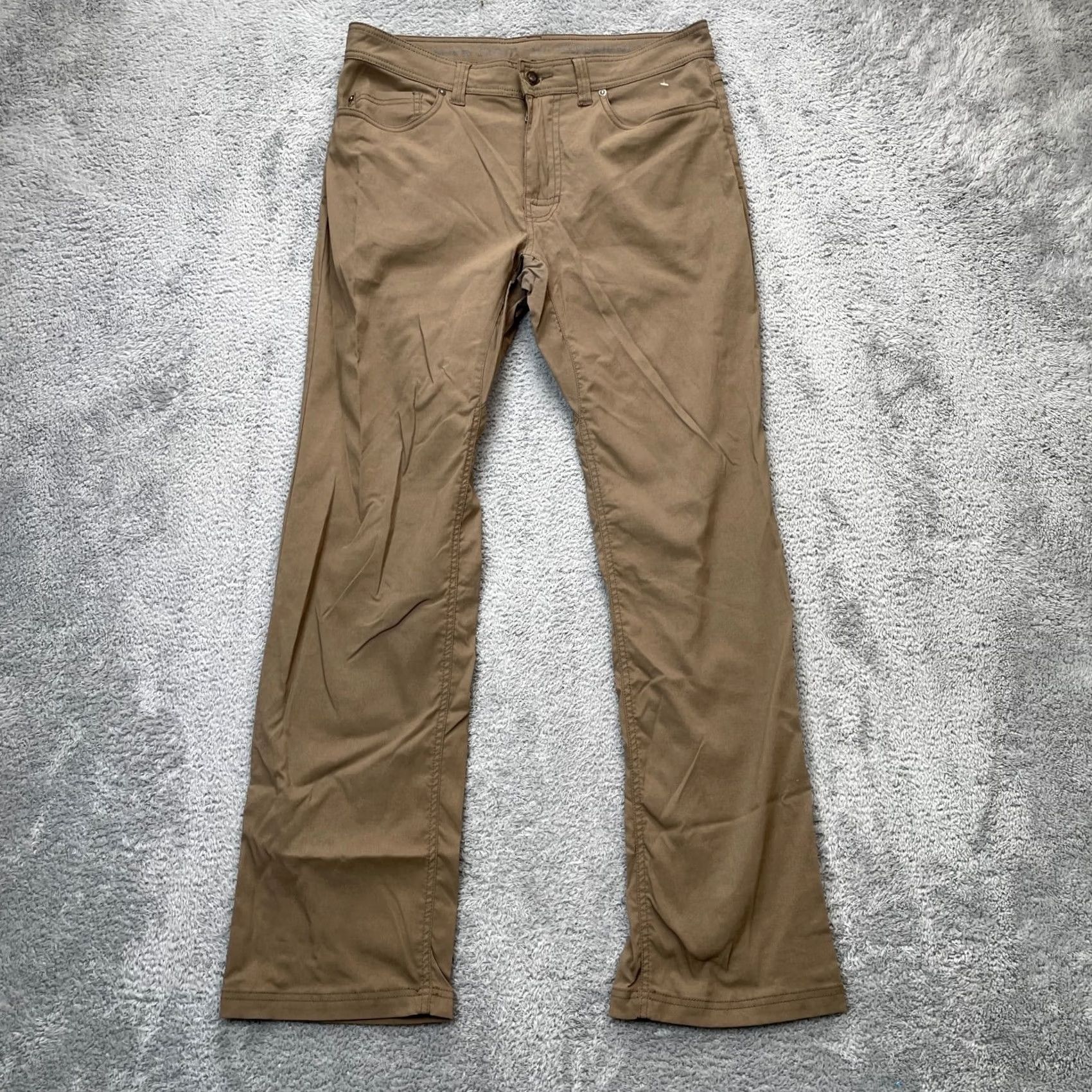 Prana prAna Pants Mens 34 Slim Straight Leg Nylon Spandex Brown 5-Pocket Workwear Travel Casual Size US 34 / EU 50 - 2 Thumbnail