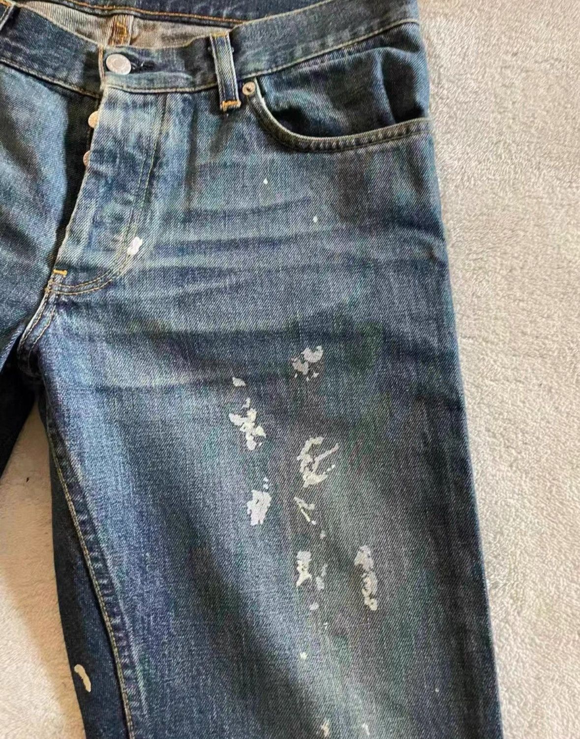 Helmut Lang HELMUT LANG Blue Washed Splatter Denim Shorts Size US 32 / EU 48 - 2 Thumbnail