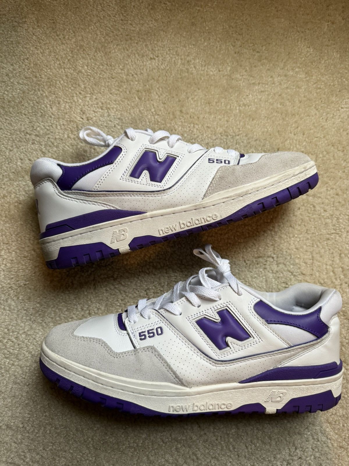 New Balance New Balance 550 White/Purple – Size 12 – With Box Size US 12 / EU 45 - 1 Thumbnail