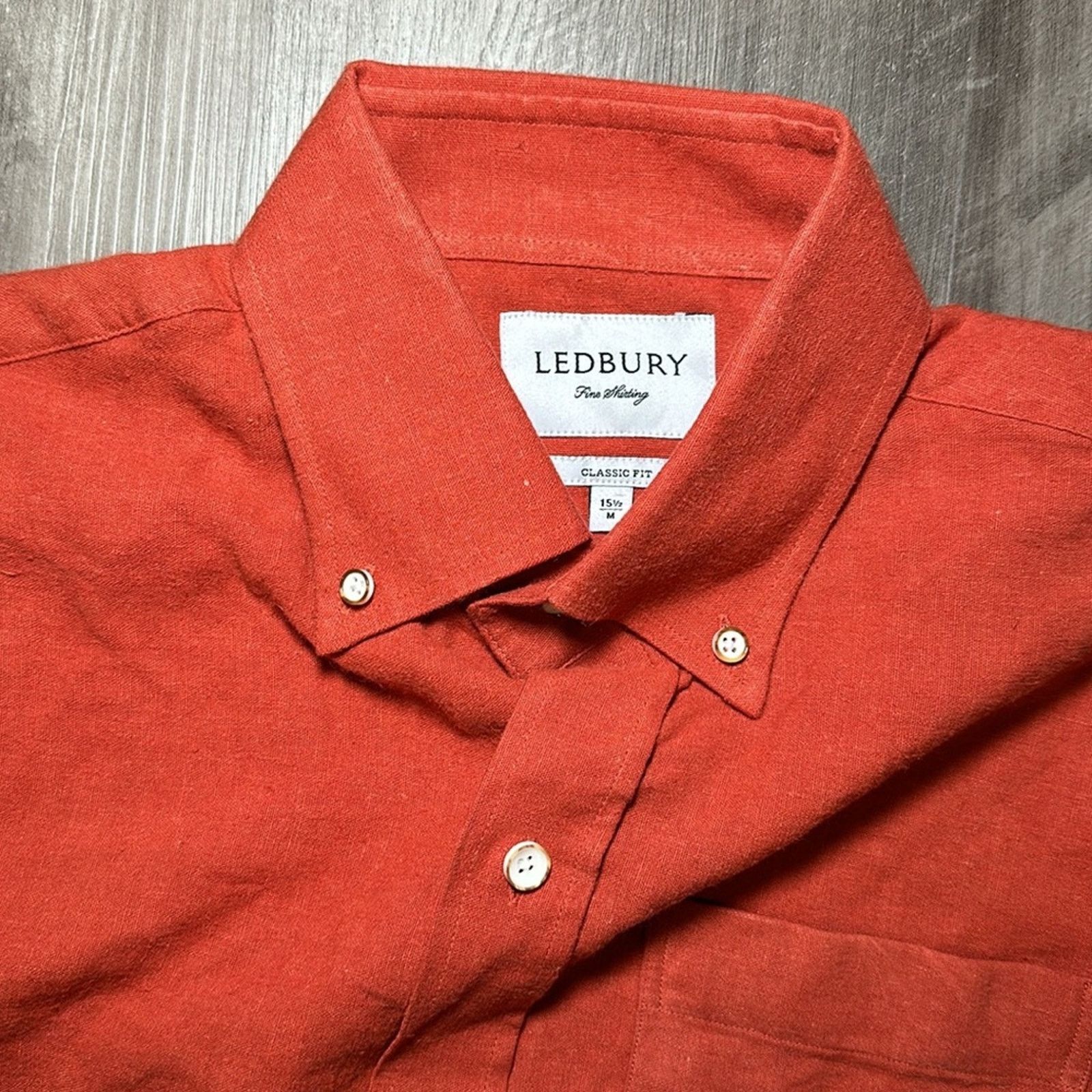 Ledbury Ledbury Fine Shirting Classic Linen Blend (NWOT) - 15.5 (M) Size US M / EU 48-50 / 2 - 6 Thumbnail