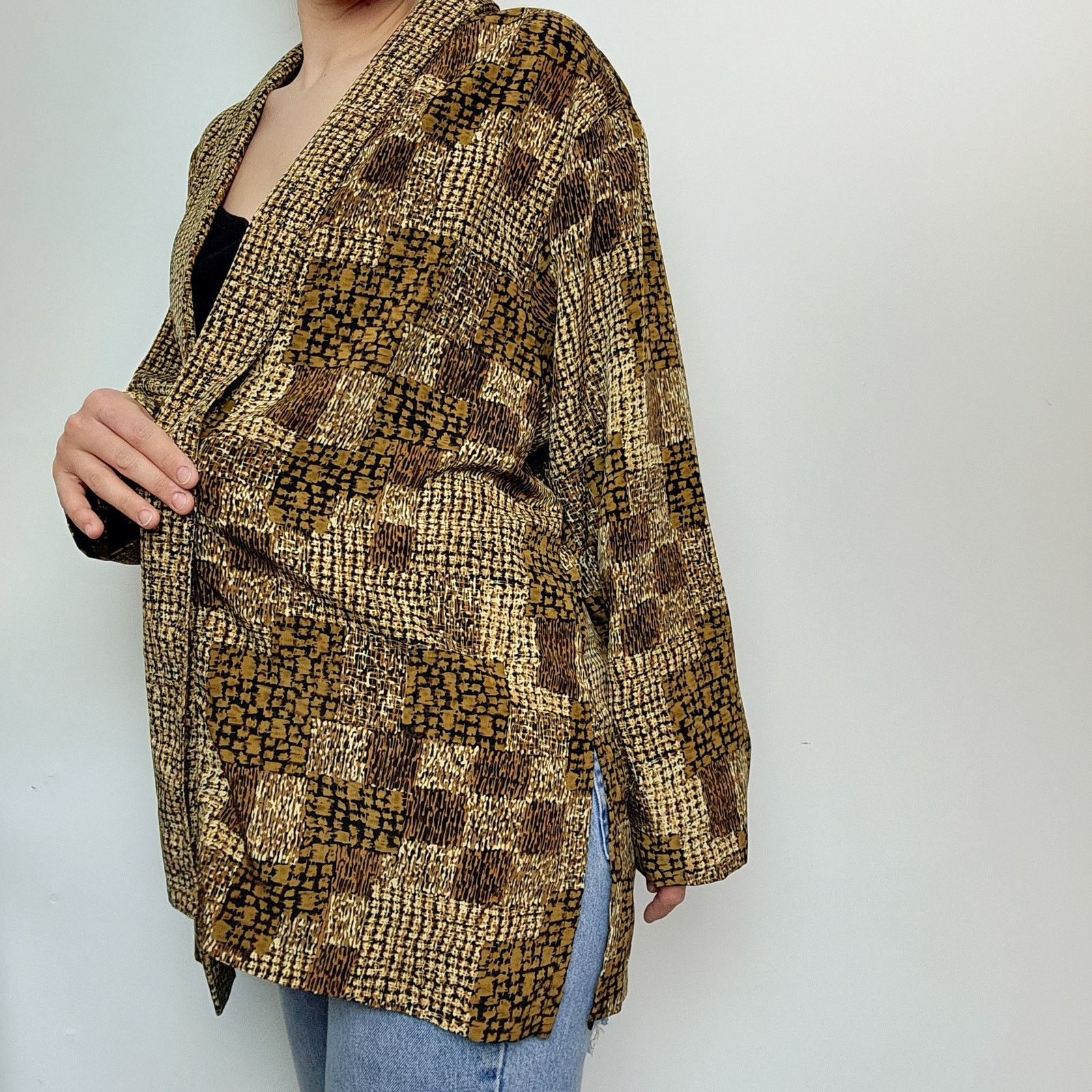 Other Vintage Neutral Throw Over Open Front Shirt Patchwork L Size L / US 10 / IT 46 - 4 Thumbnail