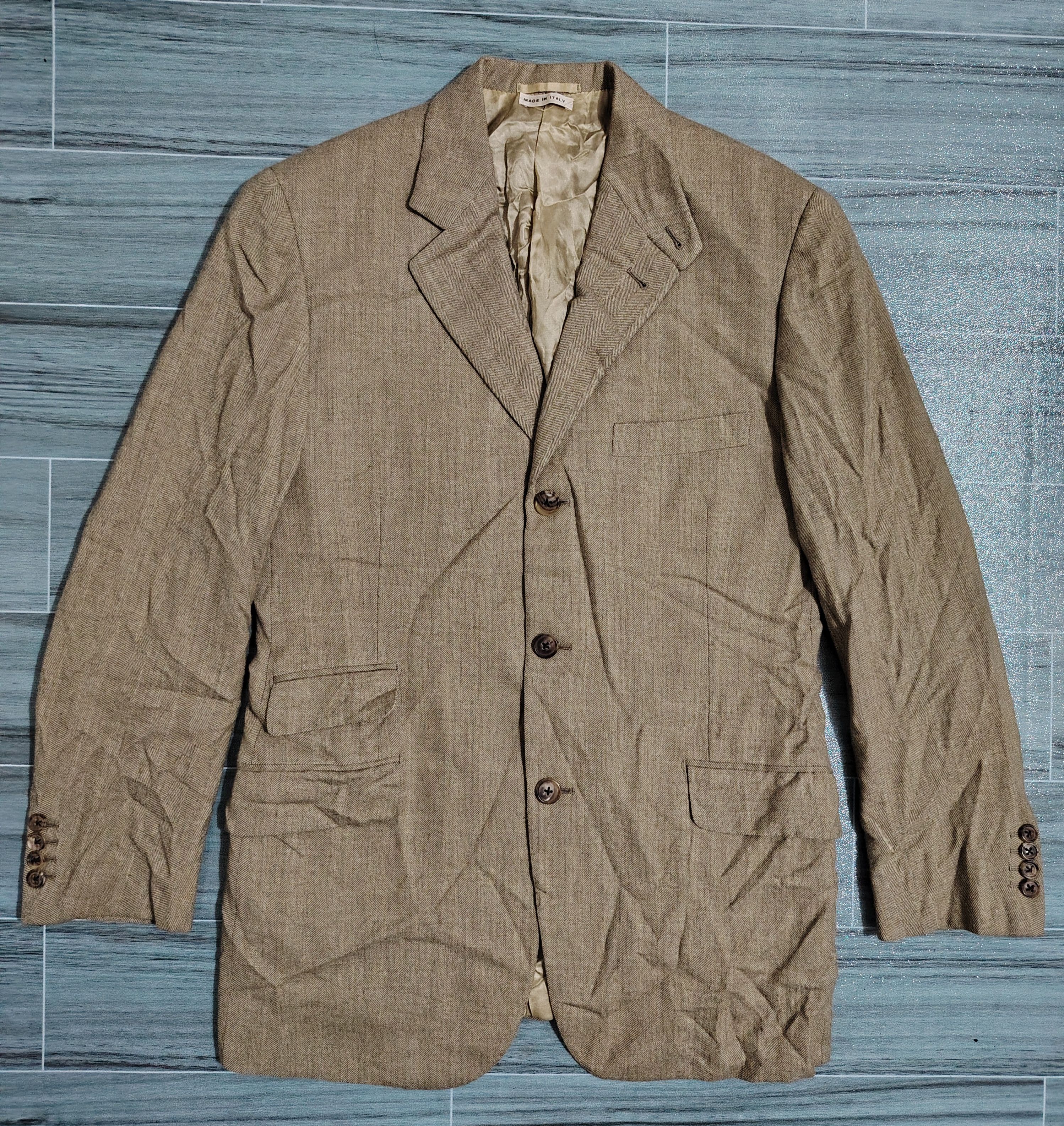 Hermes HERMES - Archive - Wool Herringbone Lace-Up Coat Size 48S - 3 Thumbnail