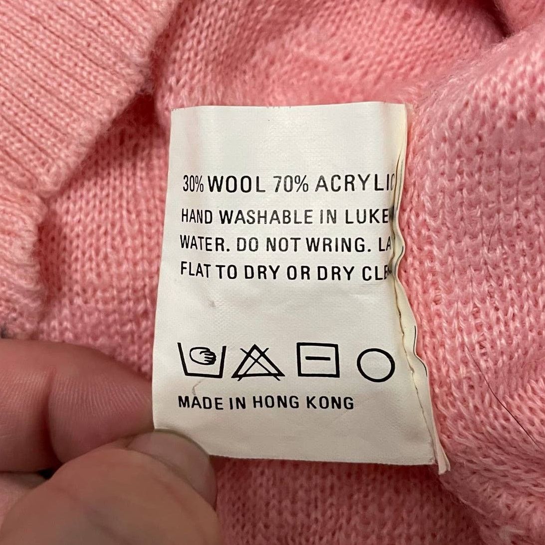 Vintage Tyrolia Textured Knit Turtleneck Sweater Baby Pink Medium Size M / US 6-8 / IT 42-44 - 4 Thumbnail