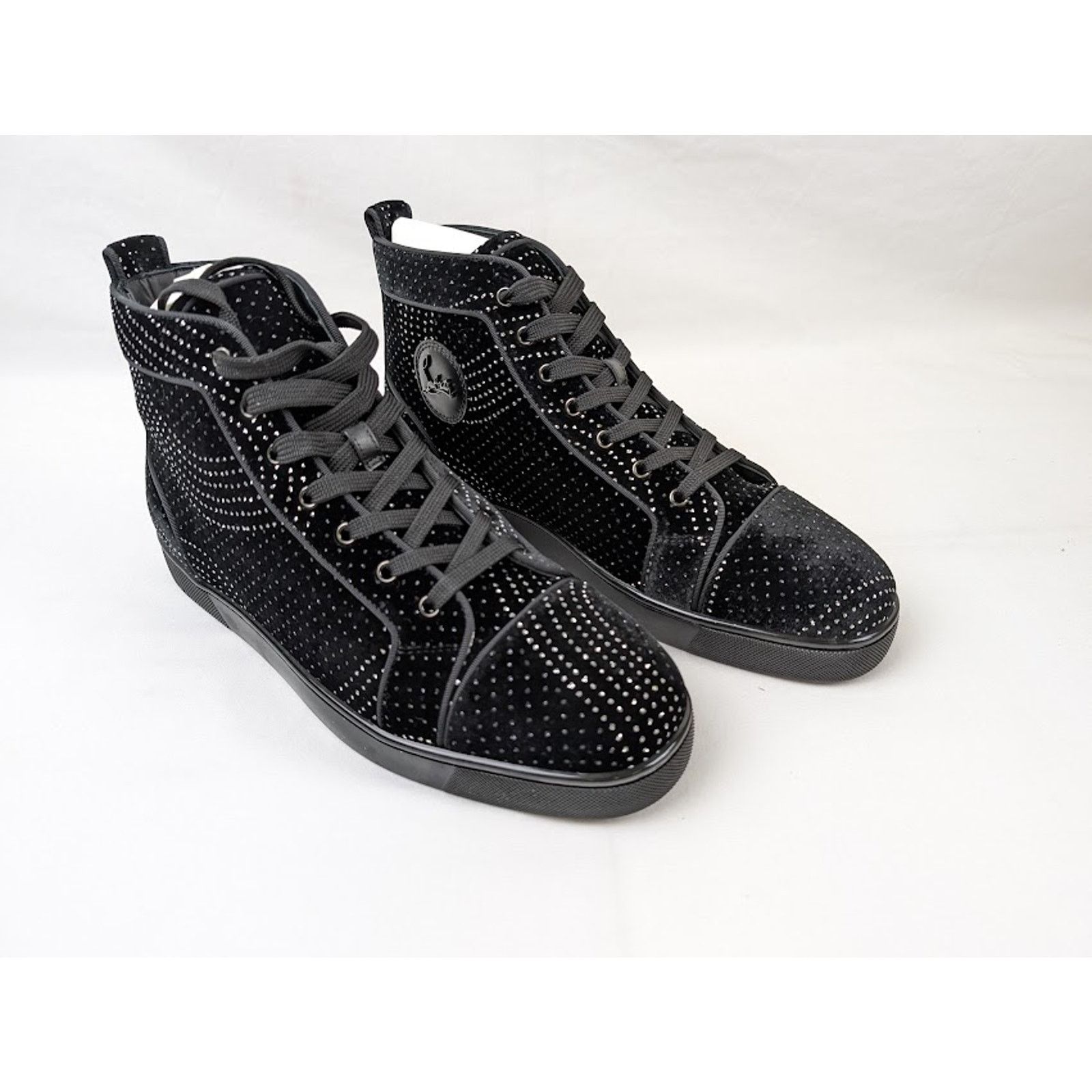 Christian Louboutin o1rshd1 Louis Orlato Flat Hi-Top Sneakers in Black/Silver Size US 11 / EU 44 - 6 Thumbnail