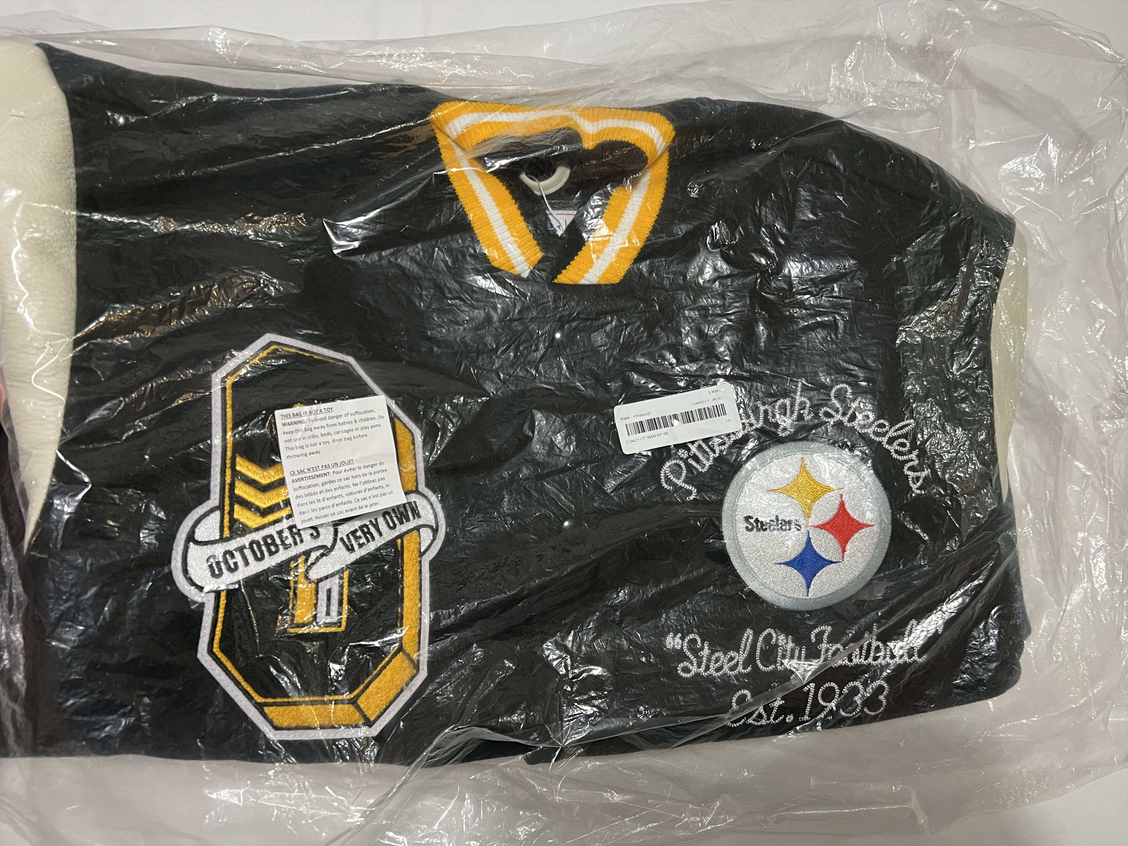 Drake OVO x NFL PITTSBURGH STEELERS OG OWL GAME DAY VARSITY JACKET Size US M / EU 48-50 / 2 - 5 Thumbnail