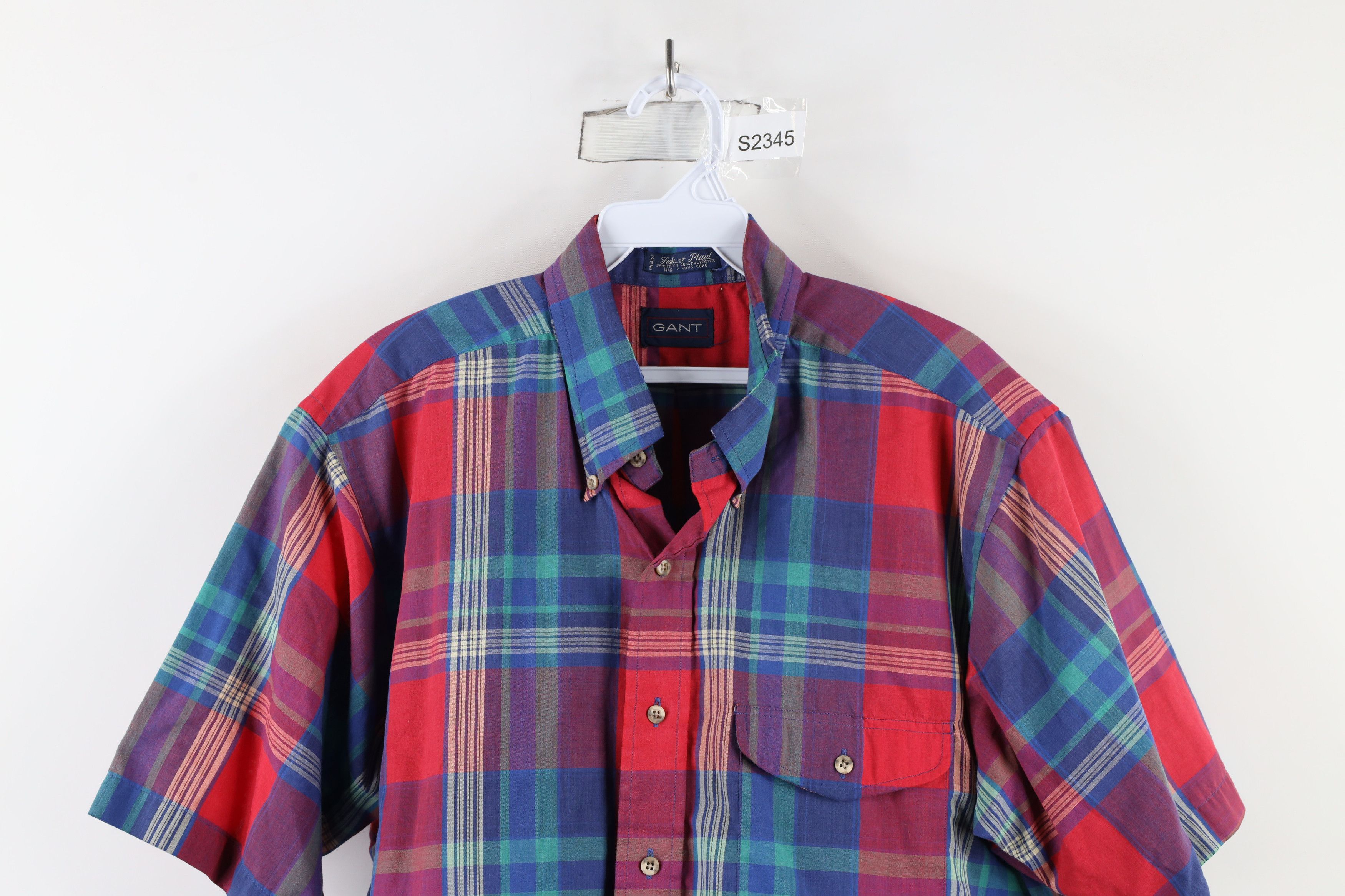 Vintage Vintage 90s Streetwear Short Sleeve Button Down Shirt Plaid Size US L / EU 52-54 / 3 - 2 Thumbnail