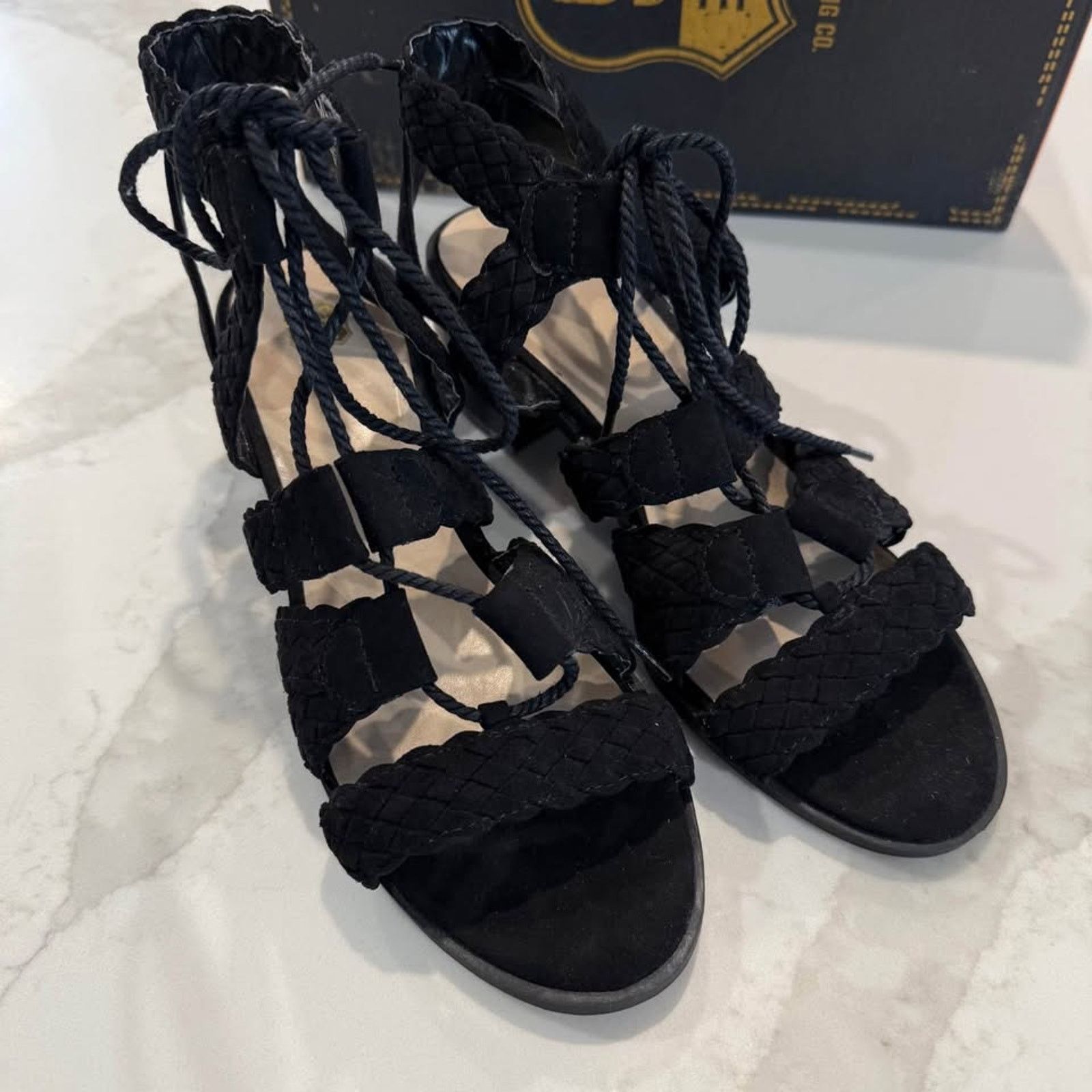 Route 66 Route 66 Marcia LaceUp Wedge Dress Sandals Womens 7 Black Size US 7 / IT 37 - 6 Thumbnail
