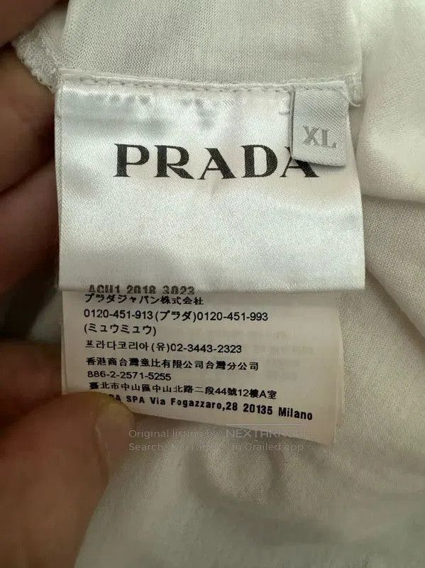 Prada Prada White Cotton Logo Embroidered T-Shirt. Size US XL / EU 56 / 4 - 4 Thumbnail