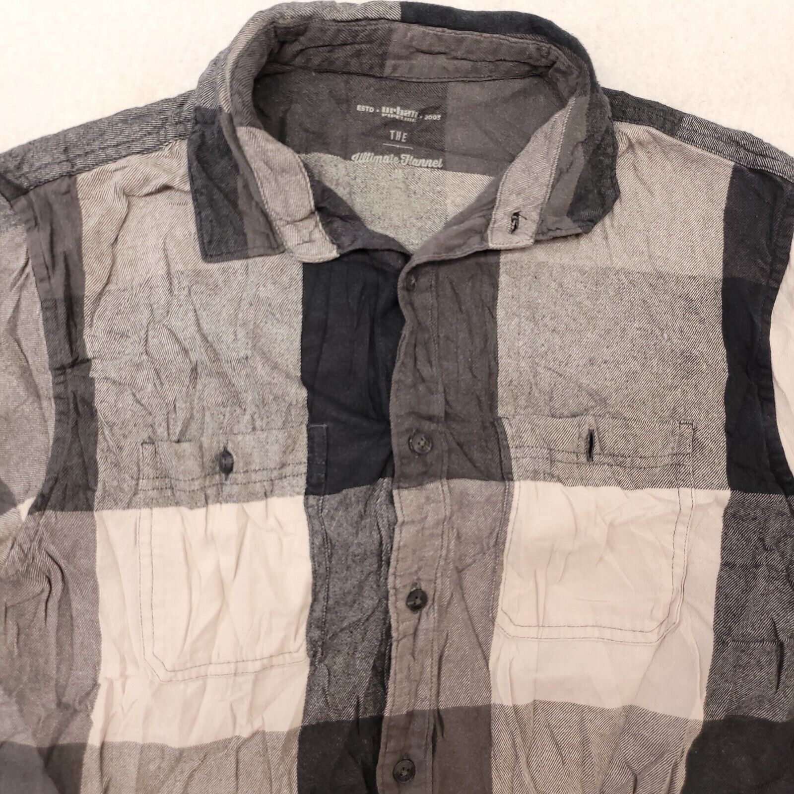 Urban Pipeline Urban Pipeline Gingham Flannel Shirt Mens Size Medium M Gray Size US M / EU 48-50 / 2 - 1 Thumbnail