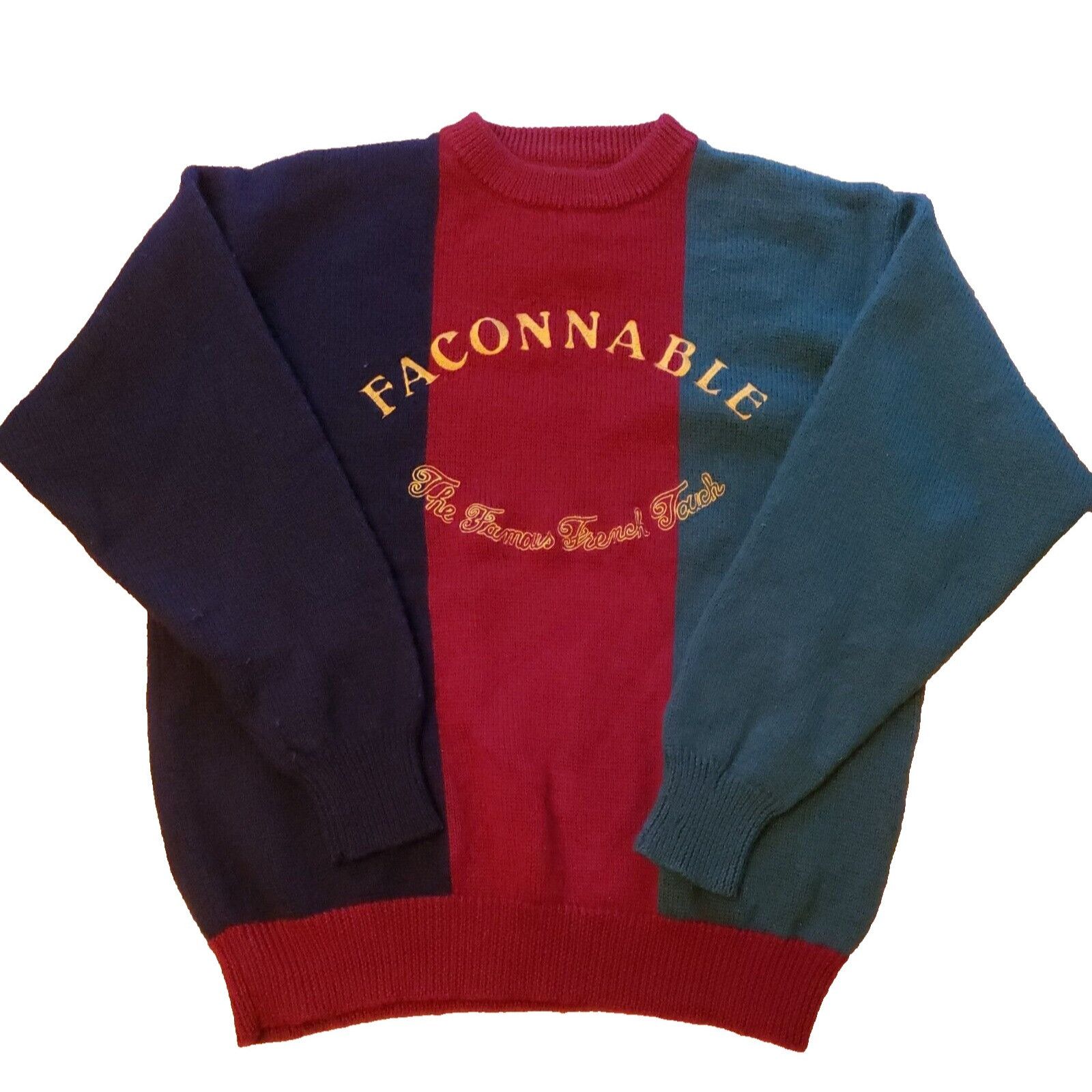Faconnable Faconnable Wool Sweater Mens L Blue Red Green Crew Neck Thic Size US L / EU 52-54 / 3 - 2 Thumbnail