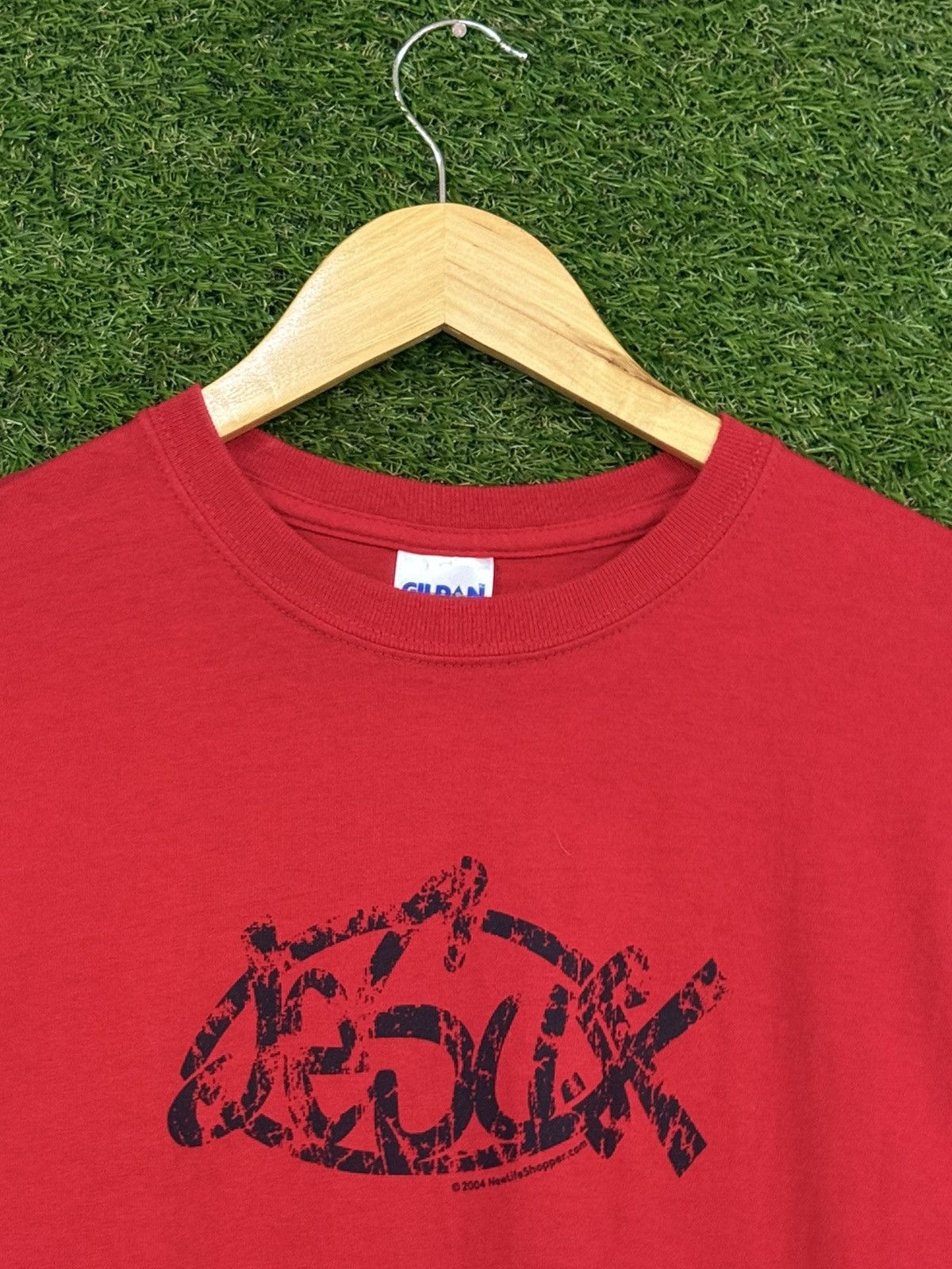 Gildan Vintage Gildan Red Jesus Fish Ichthus Y2K 00s Logo T Shirt Size US S / EU 44-46 / 1 - 2 Thumbnail
