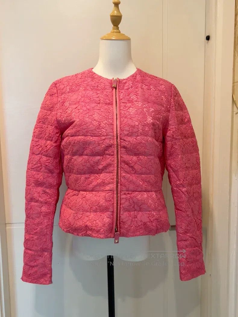 Valentino Valentino Rose pink lace down jacket Size L / US 10 / IT 46 - 1 Thumbnail