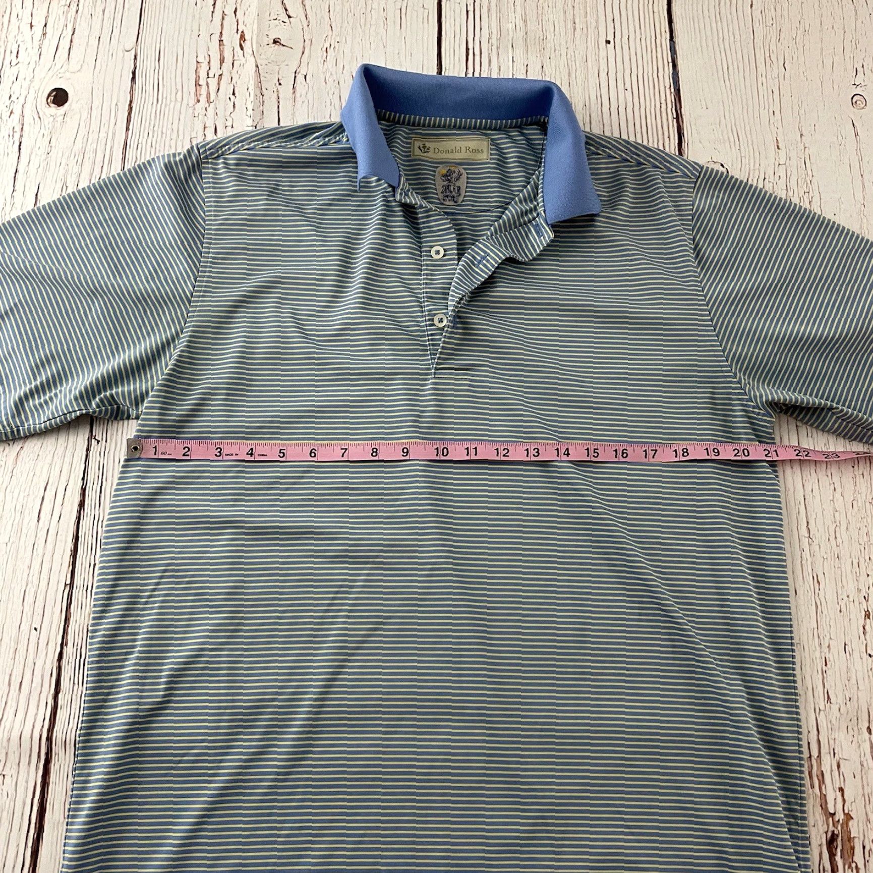 Vintage Donald Ross Striped Short Sleeve Polo Shirt Men's Large Blue Yellow Polo Shirt Mens L Blue Yellow Striped Button-Up Golf Shirt Size US L / EU 52-54 / 3 - 3 Thumbnail
