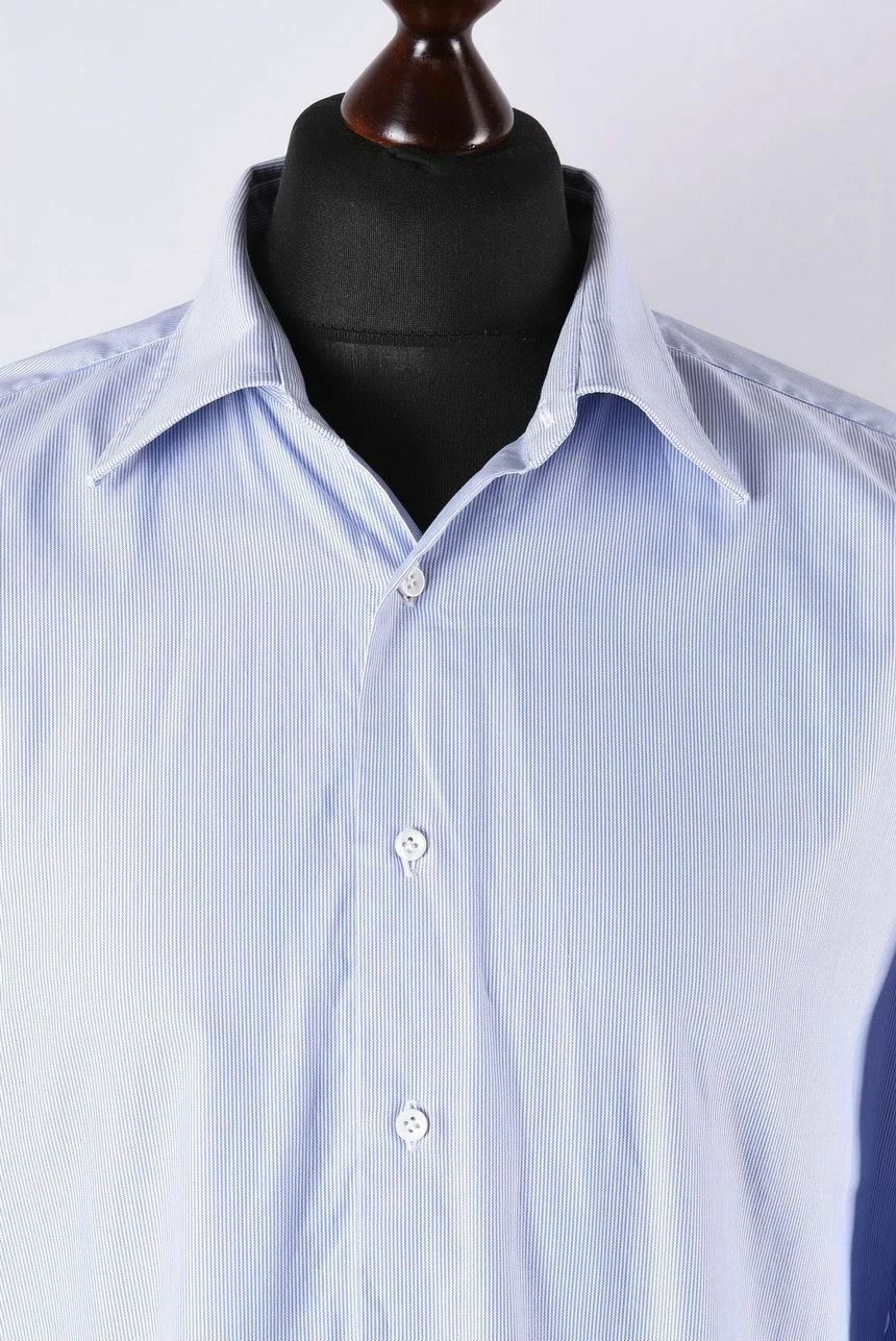 Suitsupply Suitsupply Pinstripe Long Sleeve Dress Shirt French Cuffs Size US XXL / EU 58 / 5 - 2 Thumbnail