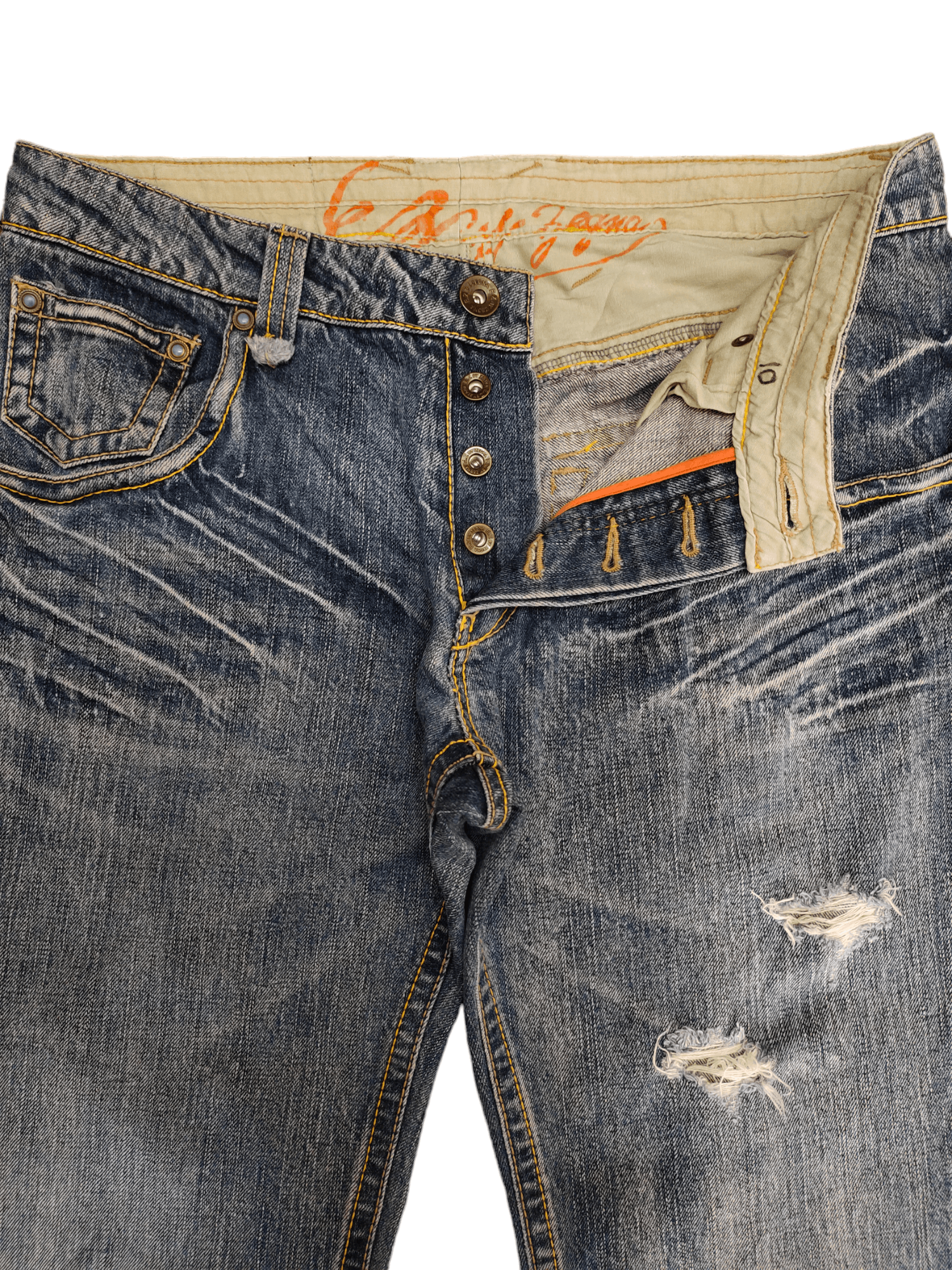 Ermenegildo Zegna EZ By Zegna Distressed Denim Jeans Ermenegildo Zegna Size US 31 - 10 Thumbnail