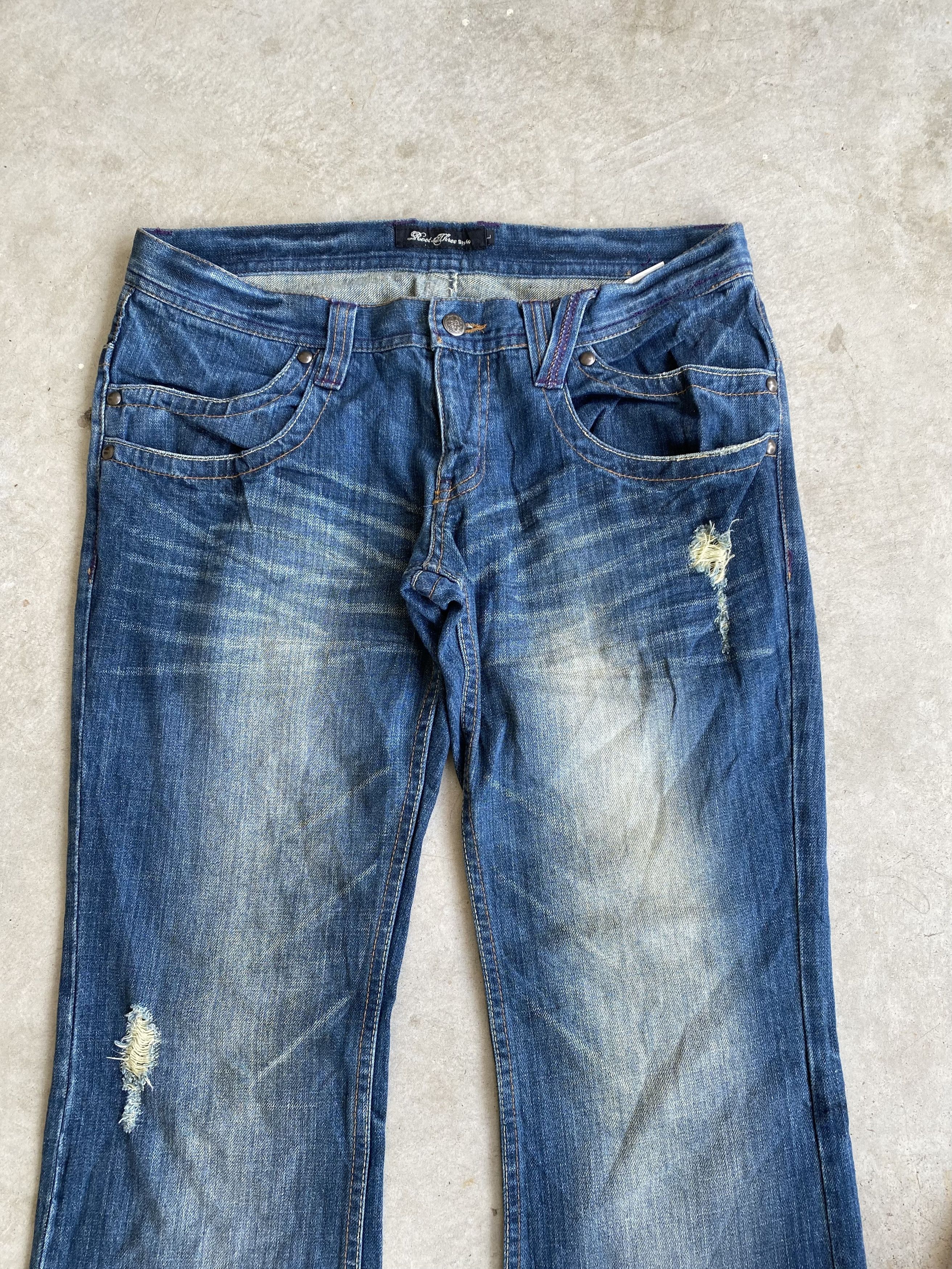 Japanese Brand Root Three Japan Distress Ripped Style Flared Jeans Size US 32 / EU 48 - 4 Thumbnail
