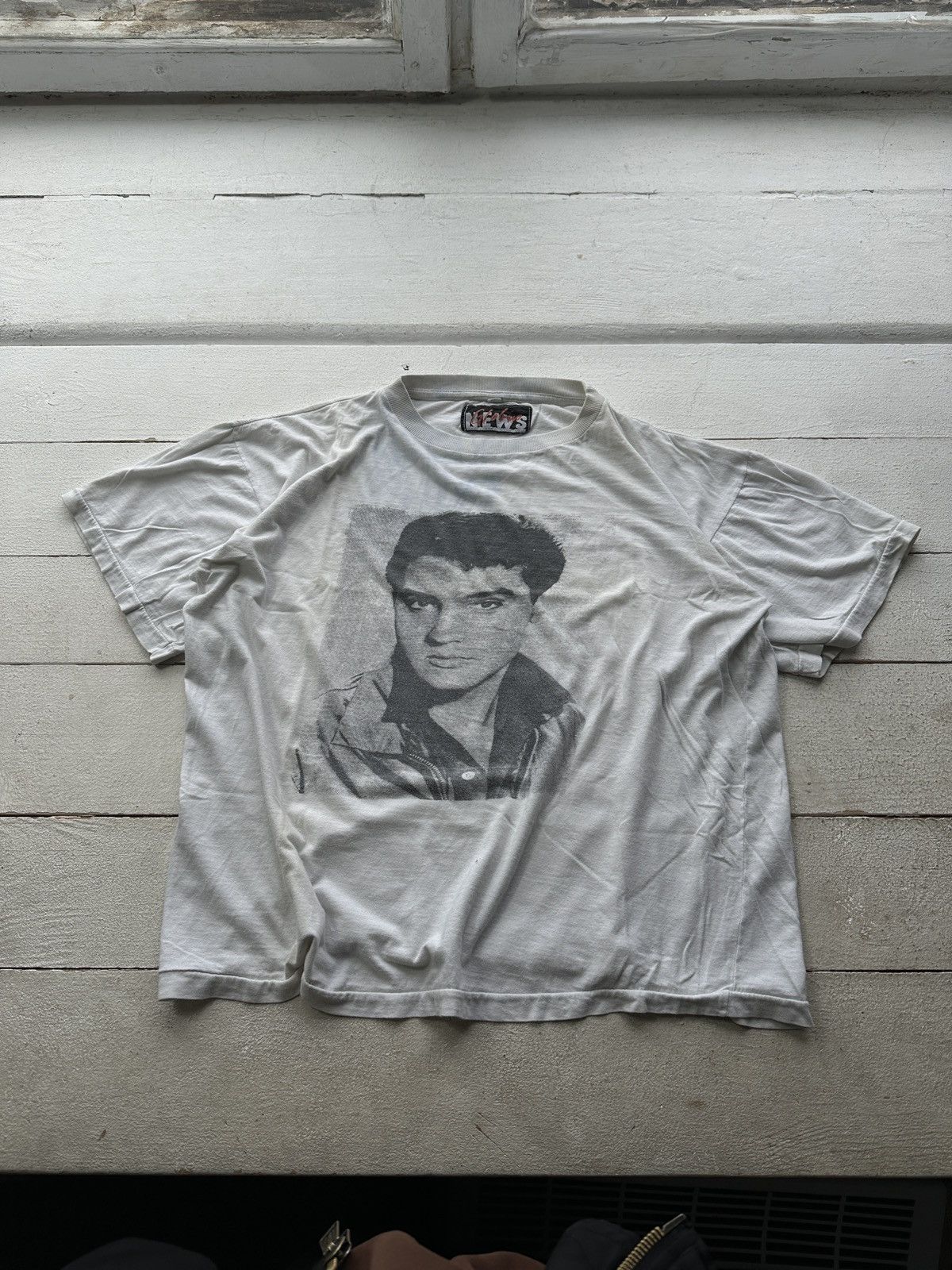 ARCHIVE 🚨 ELVIS PRESLEY SINGLE STITCH WHITE TEE BIG LOGO 80S