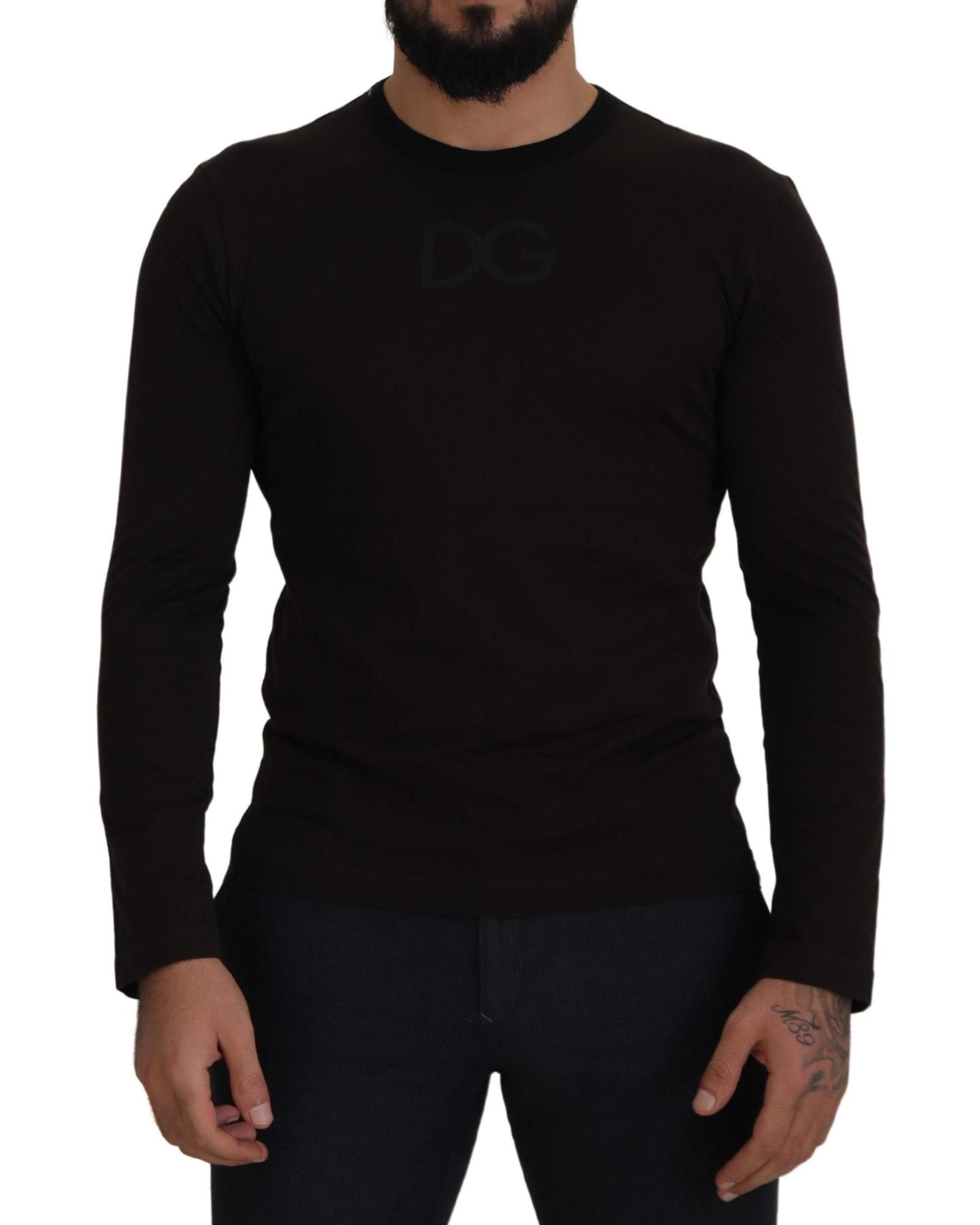 image of Dolce Gabbana Cotton Crewneck Pullover Sweater in Brown, Men's (Size XS)