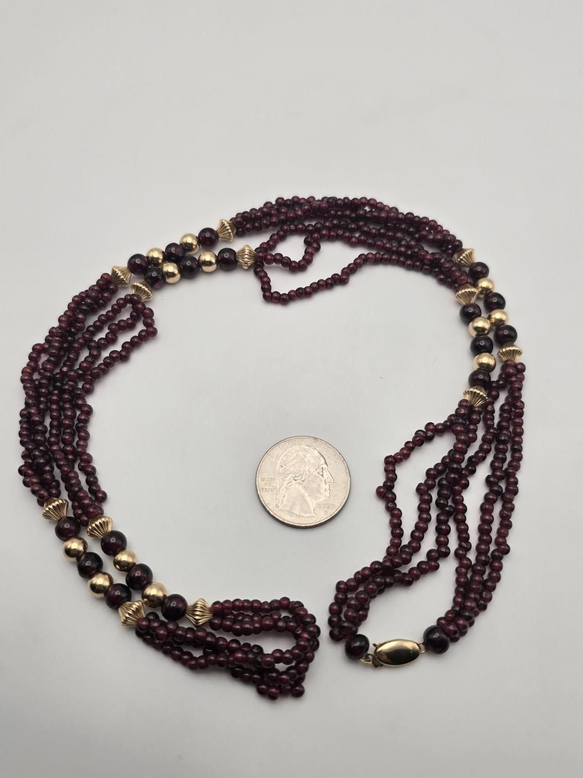 The Unbranded Brand 30" 14k Gold Bead Garnet Necklace 50g Vintage Multi Strand Size ONE SIZE - 4 Thumbnail