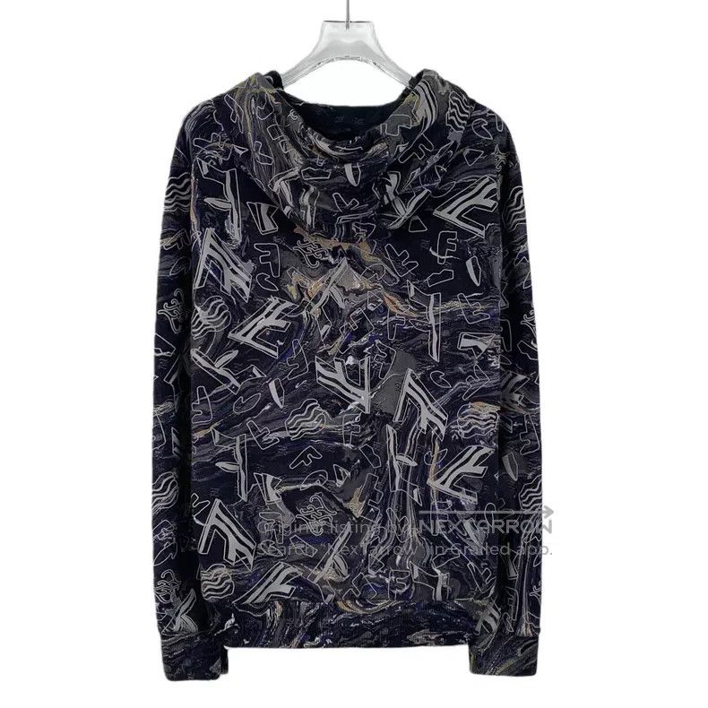 Fendi Fendi Dark Blue Logo Graffiti Printed Cotton Hooded Drawst Size US S / EU 44-46 / 1 - 2 Thumbnail