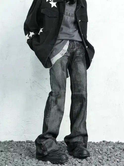 Designer × Japanese Brand × Vintage grunge wax paint flared jeans Size US 30 / EU 46 - 1 Thumbnail