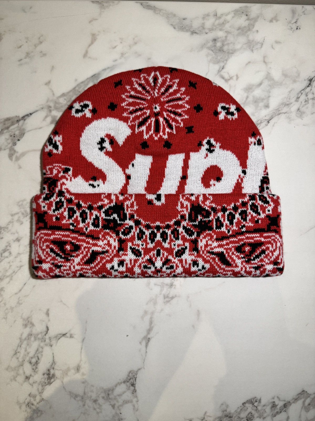 Supreme Supreme Red Paisley Bandana Beanie Size ONE SIZE - 1 Thumbnail
