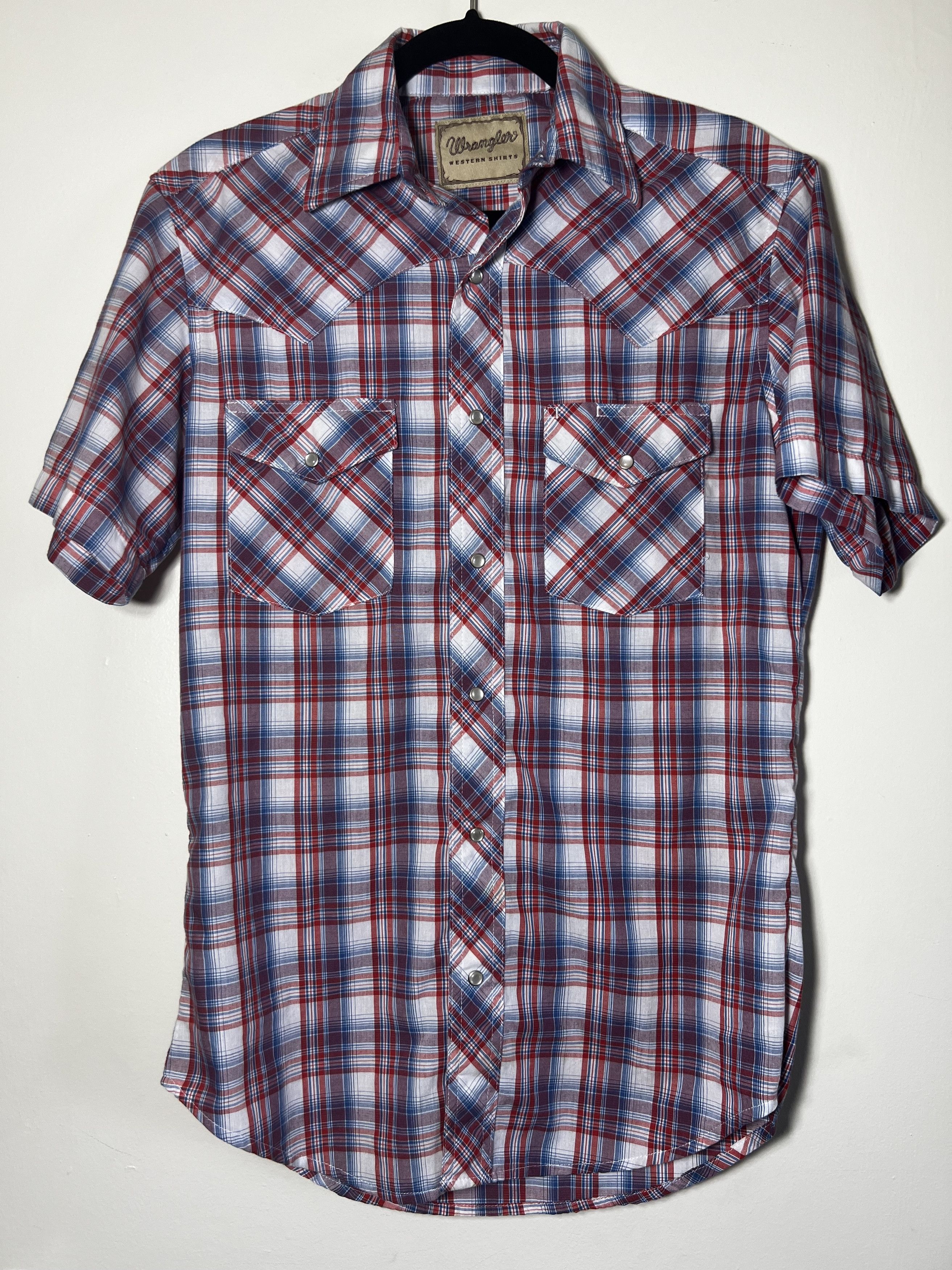 Wrangler Vintage Wrangler Red White Blue Plaid Pearl Snap Button Up Size US S / EU 44-46 / 1 - 1 Thumbnail