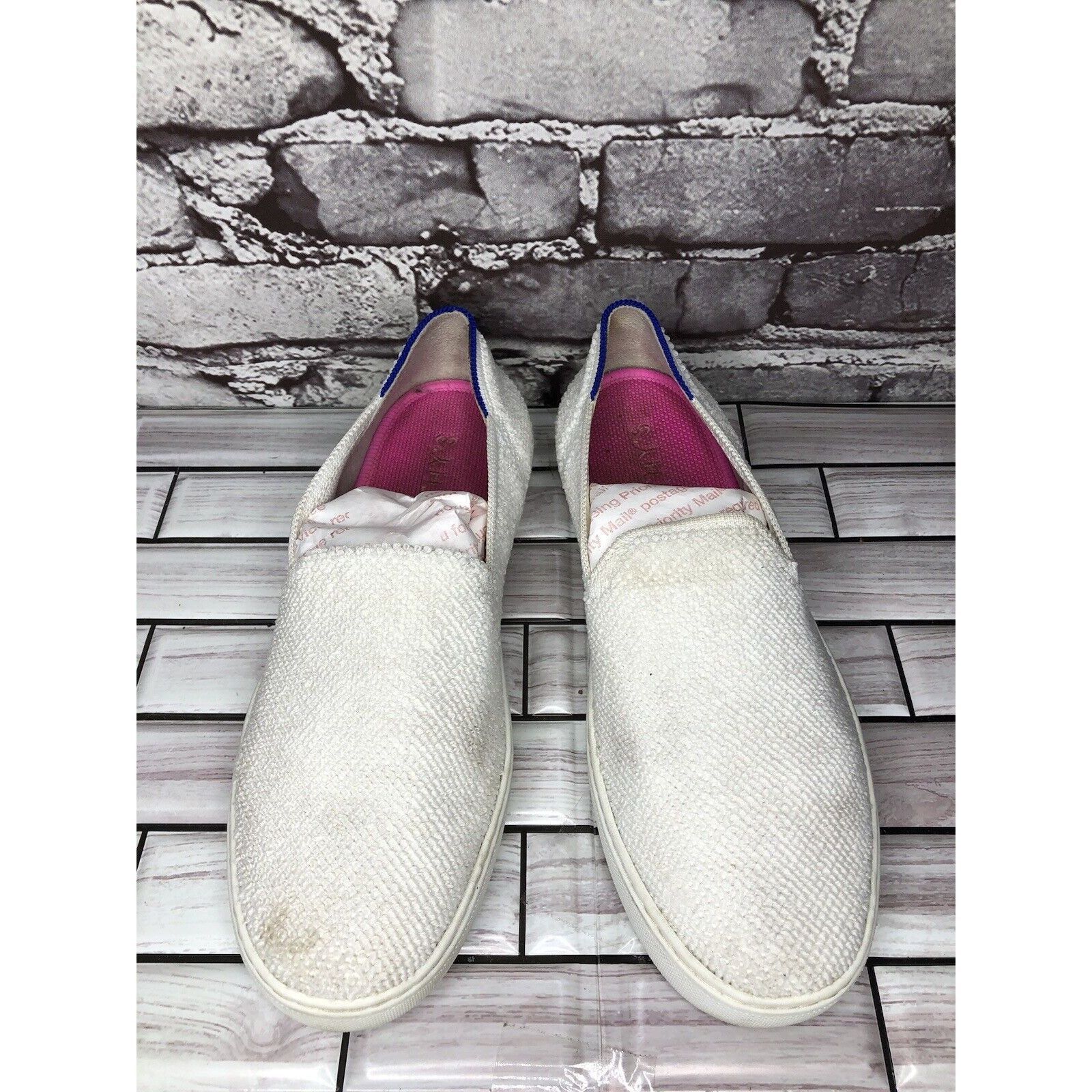 Other Rothy's The Sneakers White Terry Cloth Fabric Slip On Comfor Size US 9 / IT 39 - 15 Thumbnail