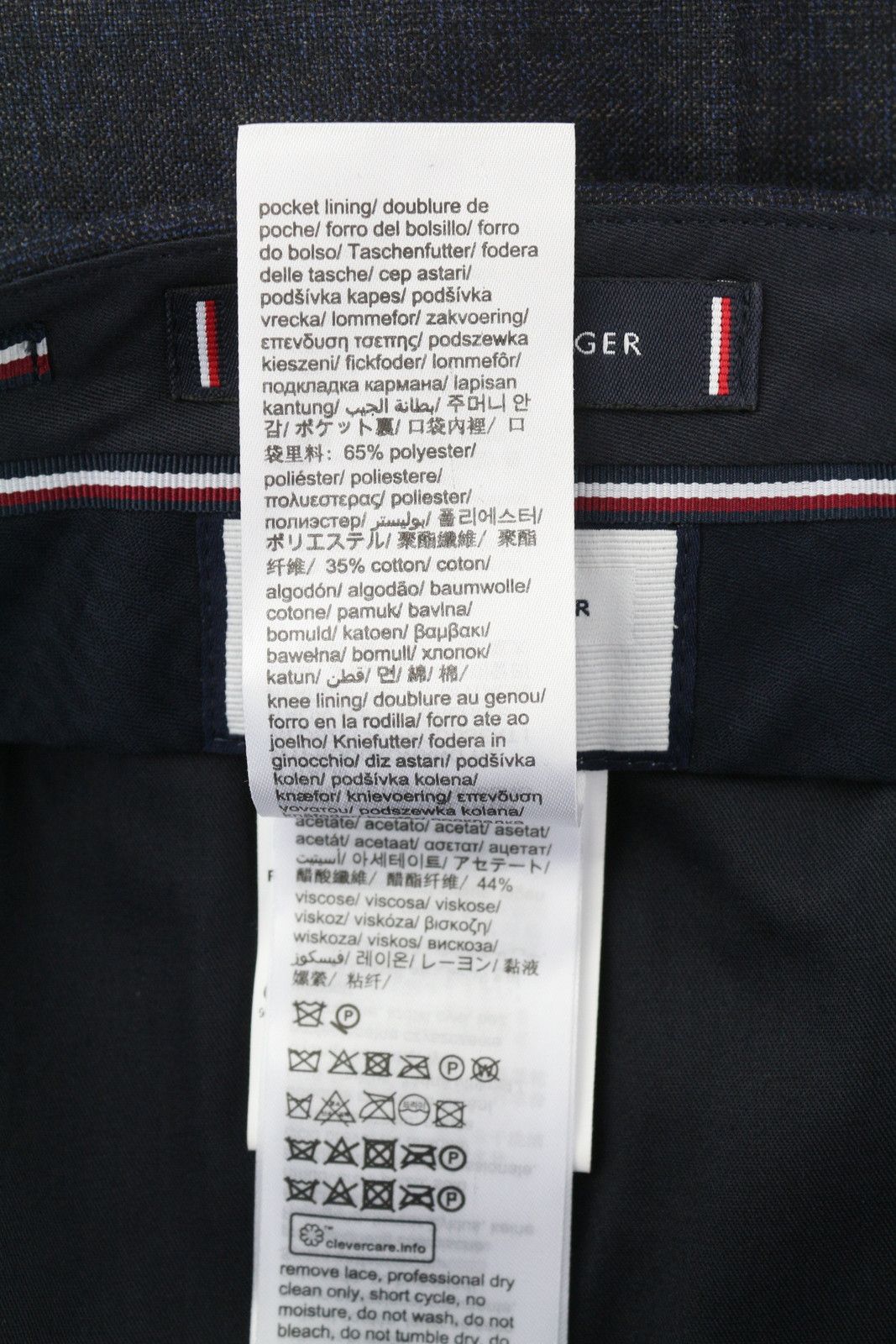 Tommy Hilfiger LARDINI 46 Blue Patterned Wool Cashmere Slim Trousers 85318 Size US 30 / EU 46 - 10 Thumbnail
