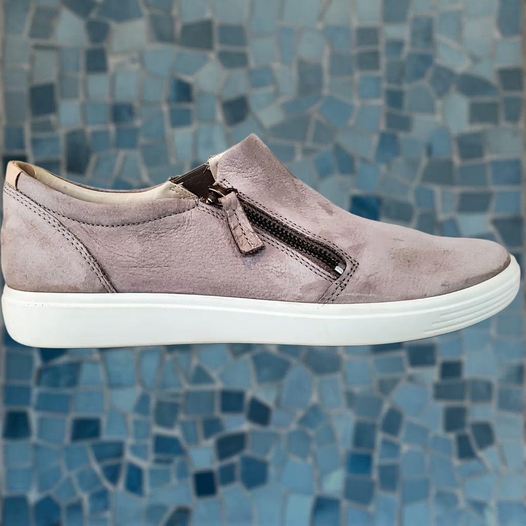 Ecco ECCO Soft 7 Slip On With Zipper Sneaker Warm Grey Leather Women's US 10-10.5 Athletic/Casual Shoes Size US 8 / IT 38 - 1 Thumbnail
